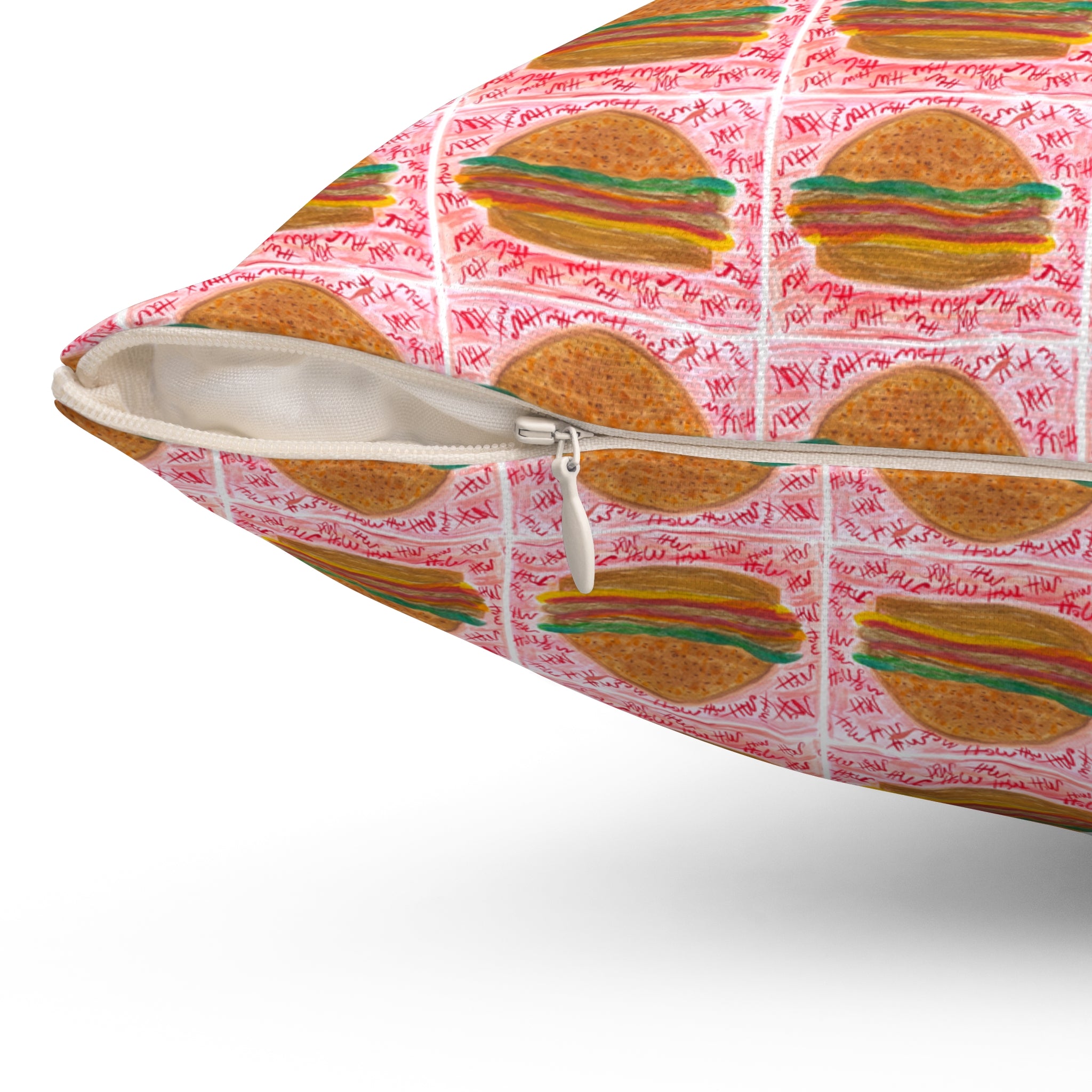 McHottie Fries Please! Burger Back Pattern Decorative Throw Pillow