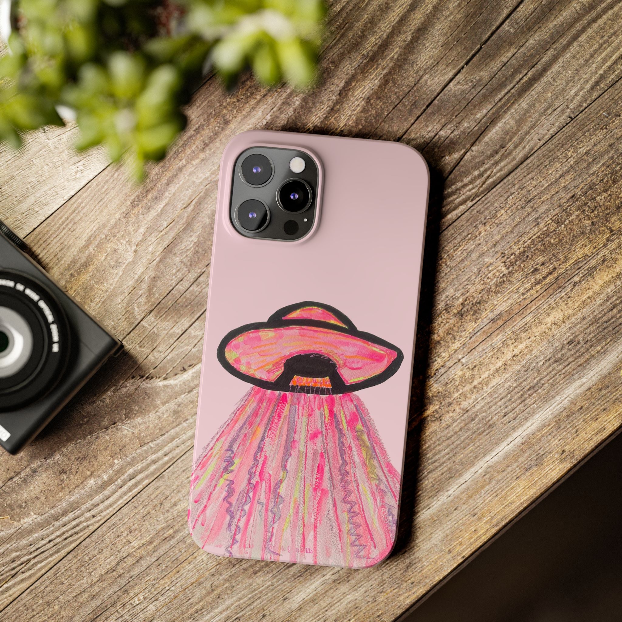 Pink UFO Phone Case — Cute Pastel Alien Abduction Slim Case