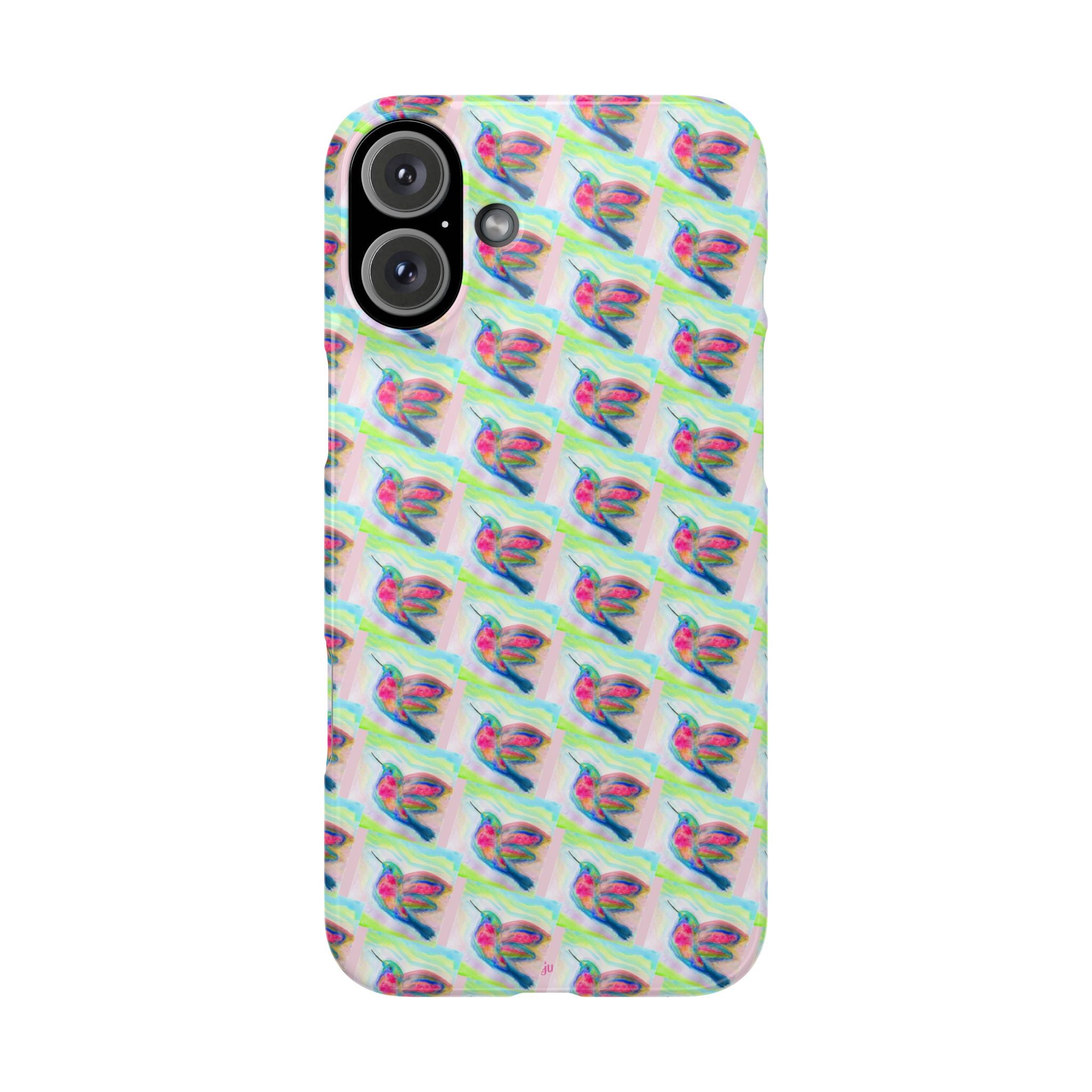 Hummingbirds Slim Phone Case — Pastel Watercolor Hummingbird Pattern Cover