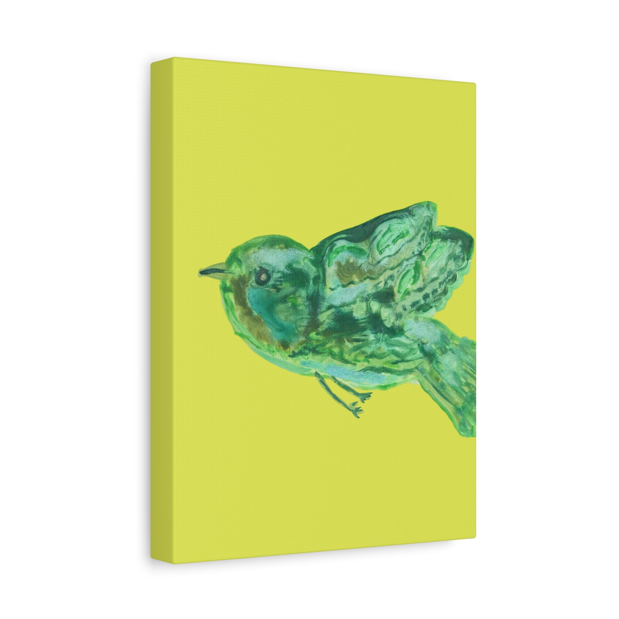 Green Bird Lime Matte Wall Art Canvas