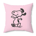 Dancing Happy Beagle Puppy Dog Illustration Pink Decorative Throw Pillow - Dopamine Decor for Dog Lovers