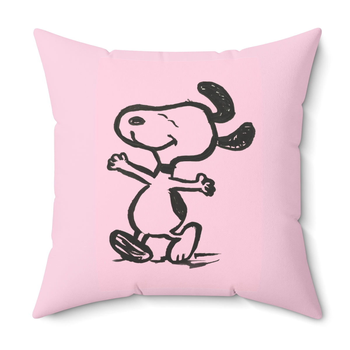Dancing Happy Beagle Puppy Dog Illustration Pink Decorative Throw Pillow - Dopamine Decor for Dog Lovers