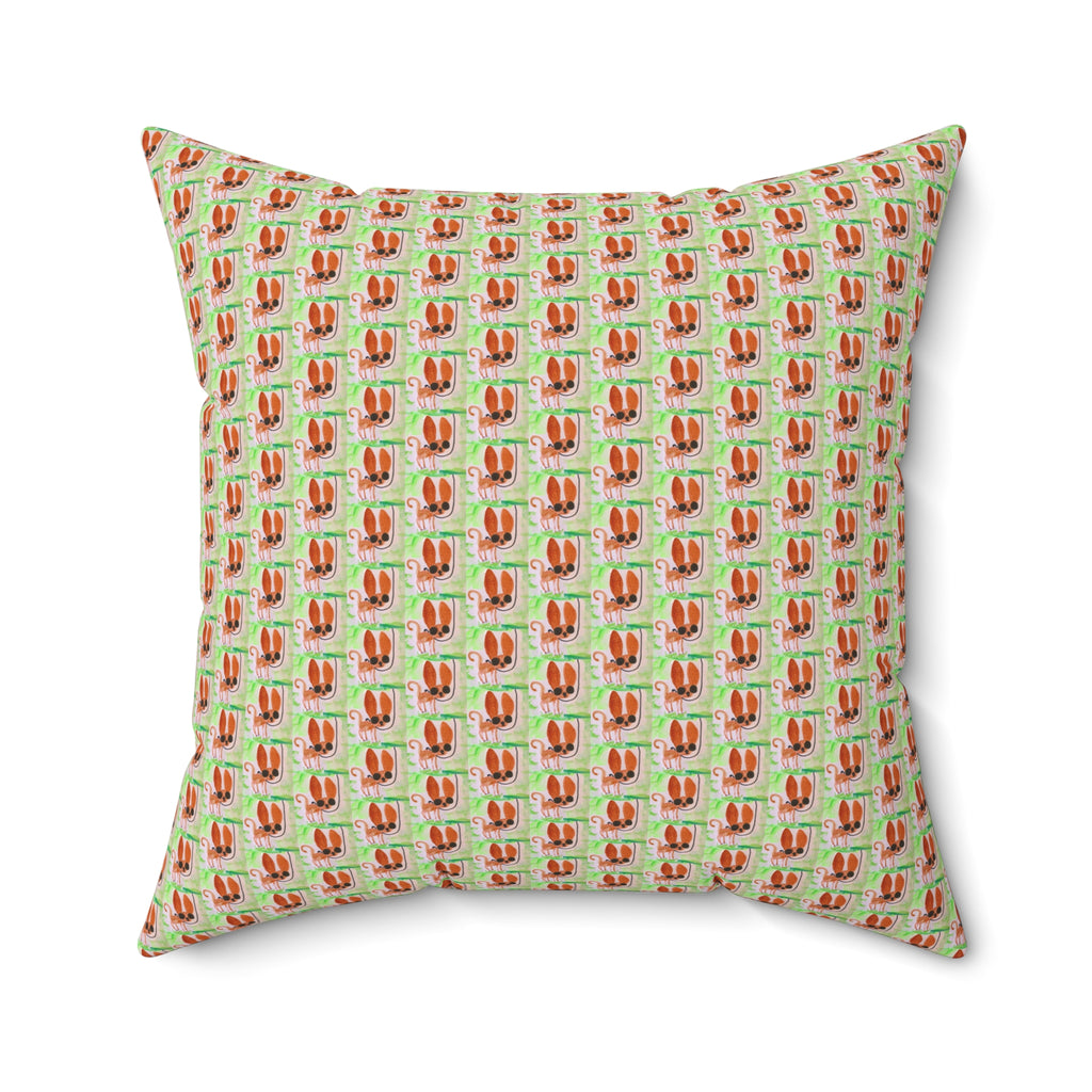 Tiny Chihuahua Dog Walk Pattern Square Throw Pillow- Novelty Dopamine Pillow for Dog Lovers