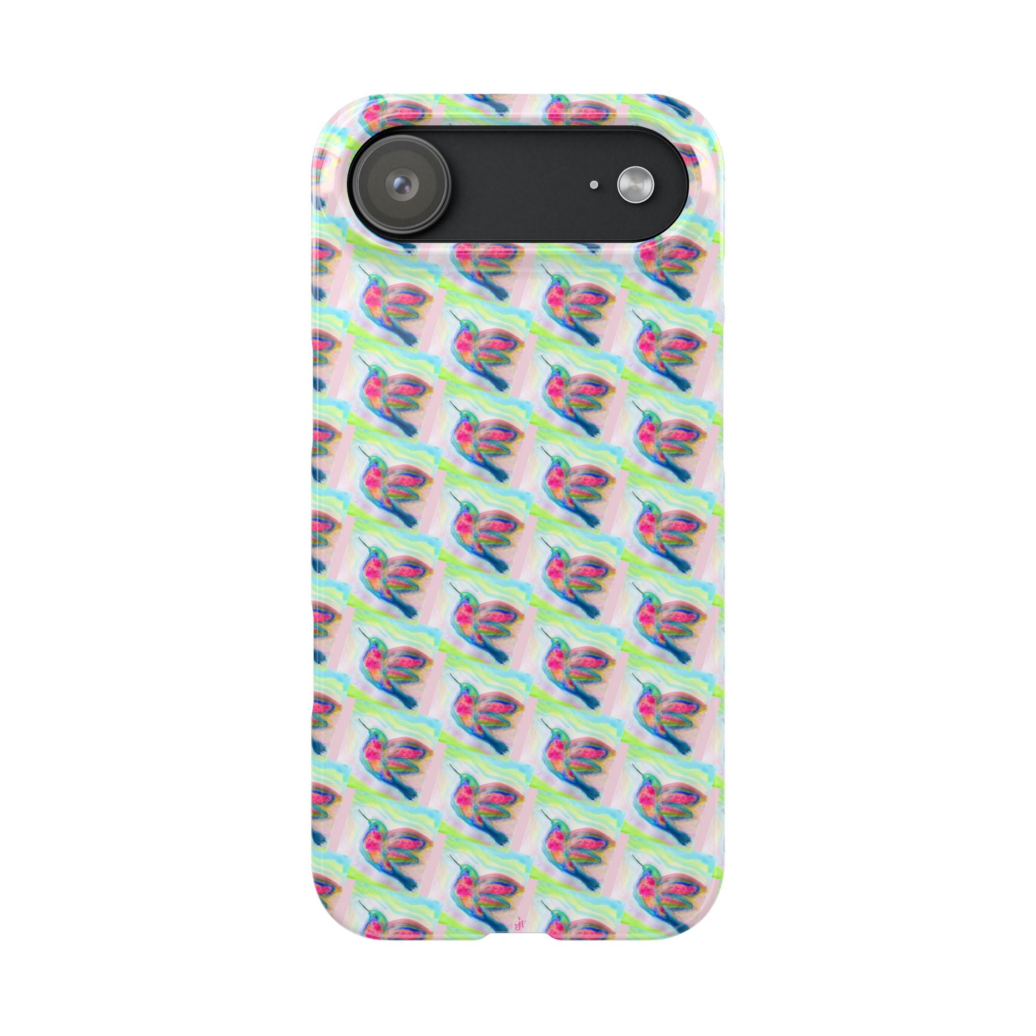 Hummingbirds Slim Phone Case — Pastel Watercolor Hummingbird Pattern Cover