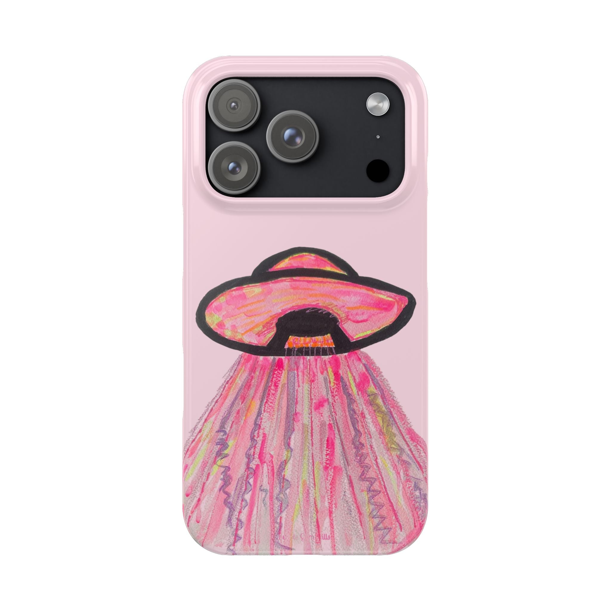 Pink UFO Phone Case — Cute Pastel Alien Abduction Slim Case