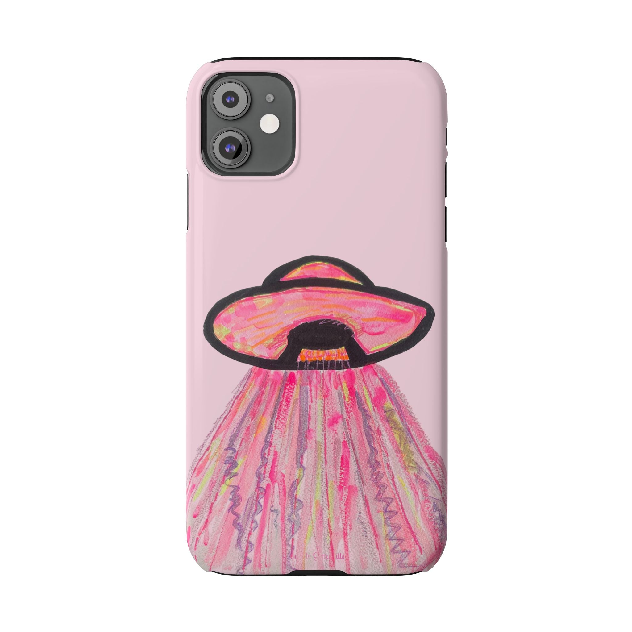 Pink UFO Phone Case — Cute Pastel Alien Abduction Slim Case