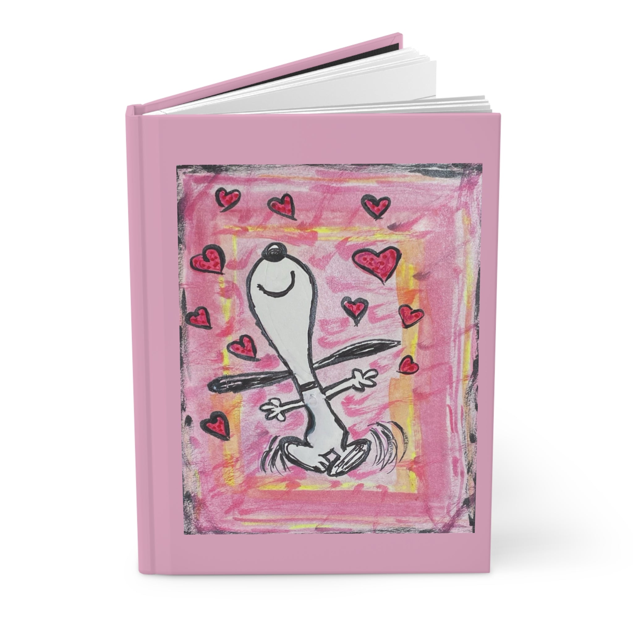 Happy Dancing Beagle Dog with Hearts Journal (Pink)
