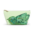 Shades of Green Bird Watercolor Zipper Accessory Makeup Day or Travel Cosmetic Pouch Bag