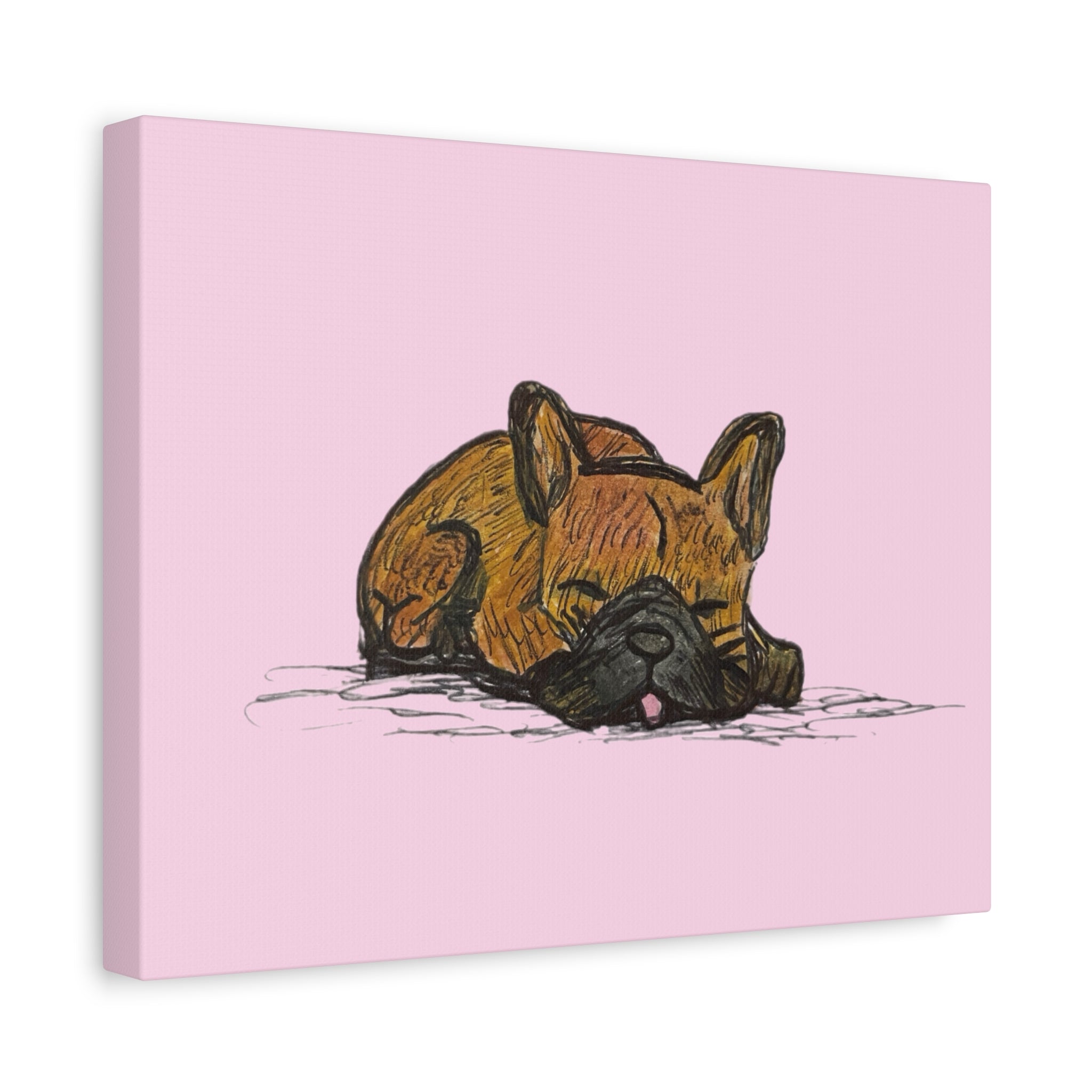 Sleeping Chocolate French Bulldog Pop Wall Art Canvas – Vibrant Cute Dog Wall Decor