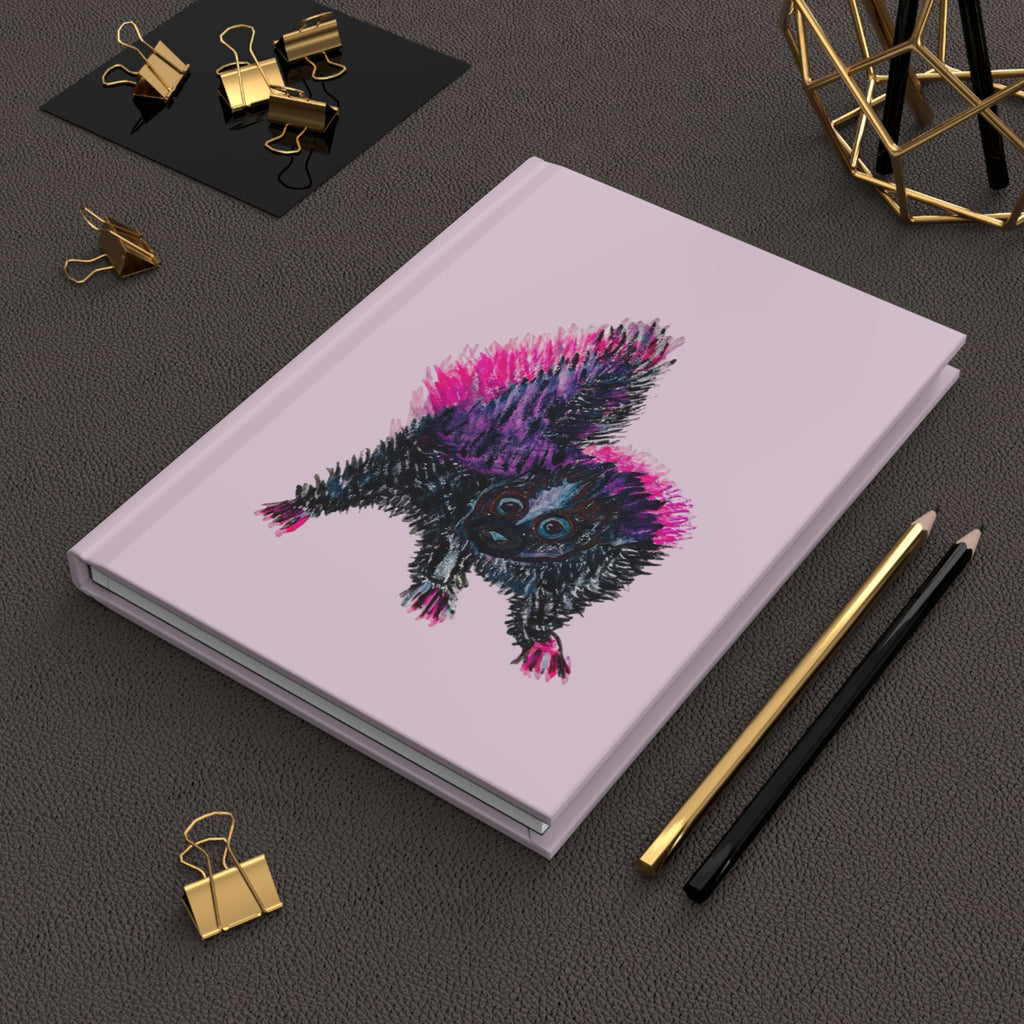 Pink Purple Mama Skunk & Baby Skunks Matte Hardcover Pink Journal — Notebook for Notes & Gifts