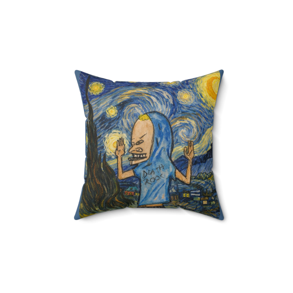 Starry Night with Beavis Pillow — Funny Pop Culture Decorative Throw Pillow