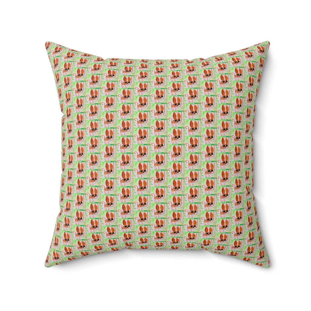 Tiny Chihuahua Dog Walk Pattern Square Throw Pillow- Novelty Dopamine Pillow for Dog Lovers