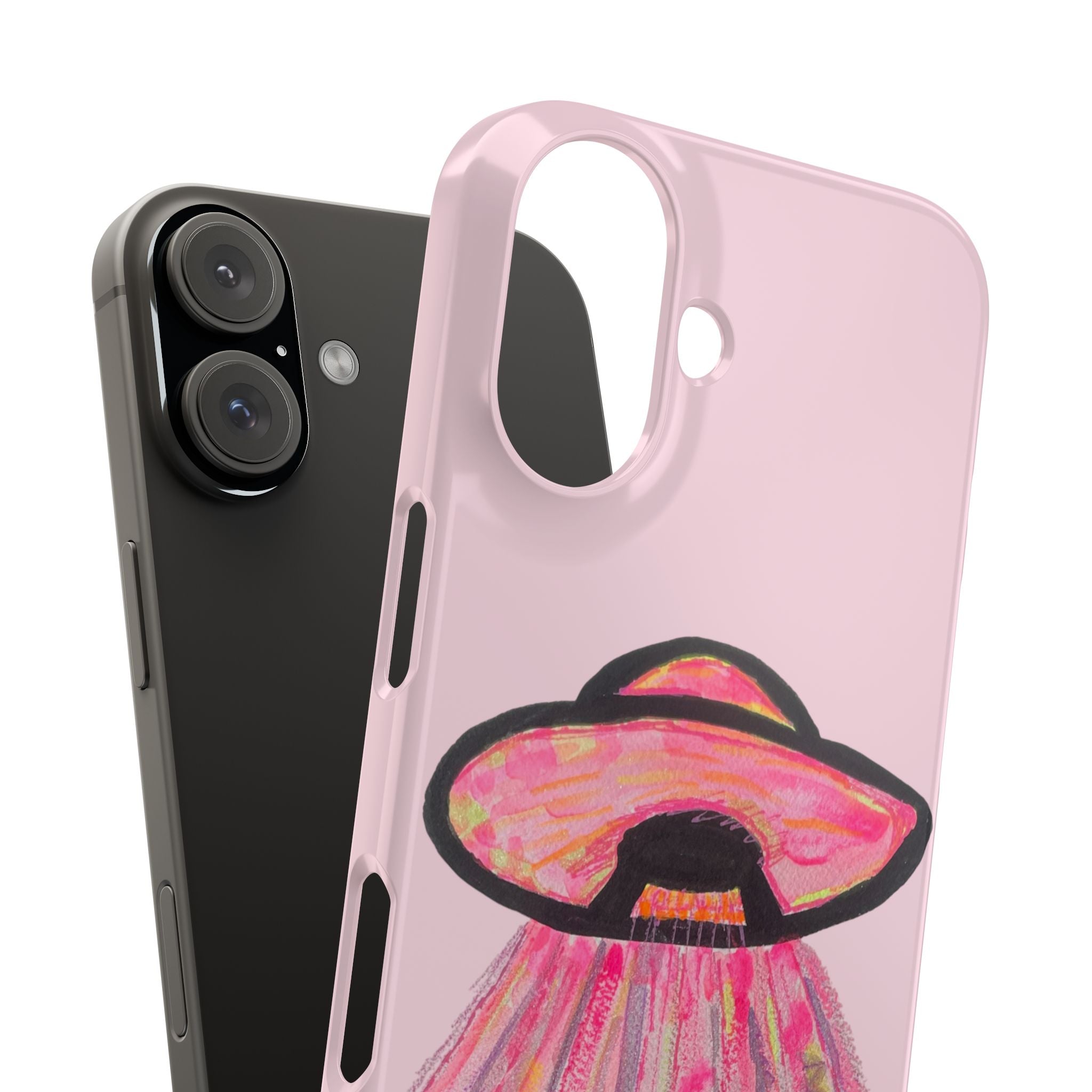 Pink UFO Phone Case — Cute Pastel Alien Abduction Slim Case