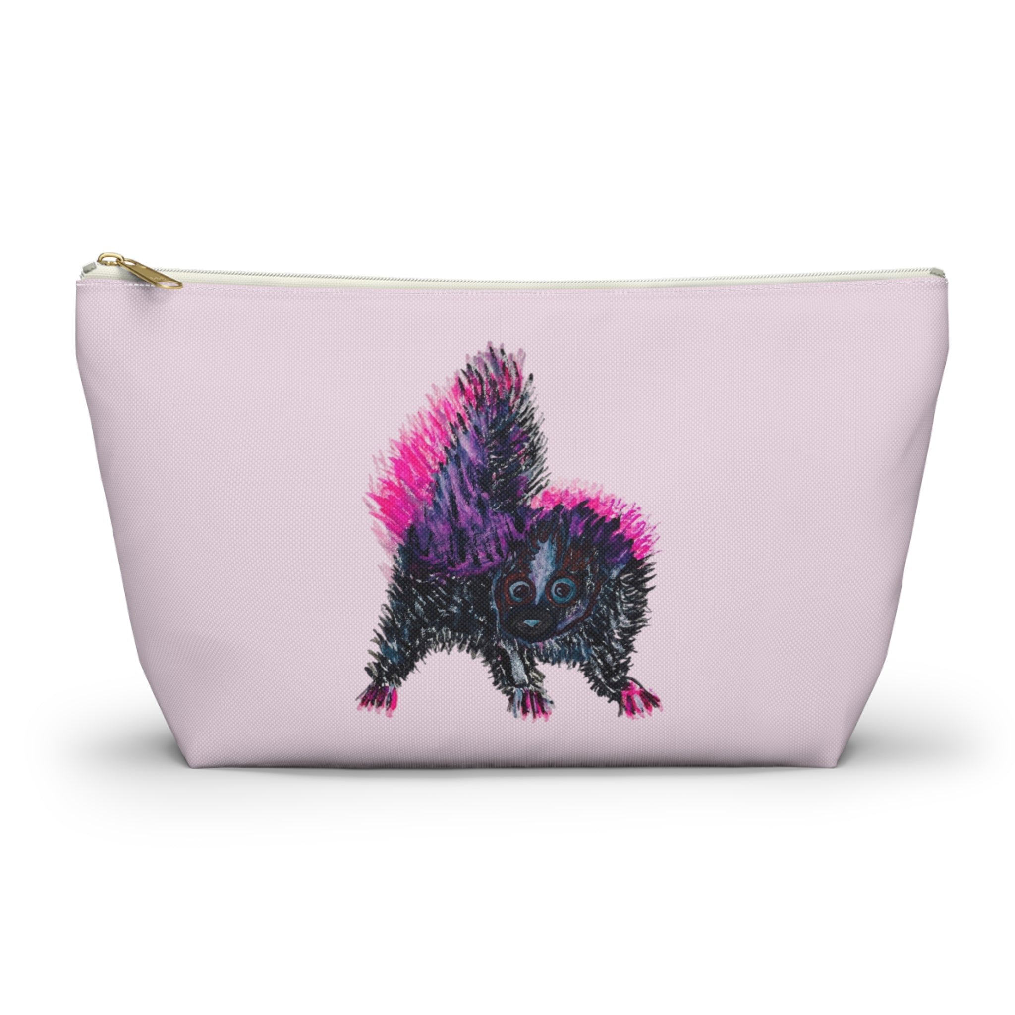 Pink & Black Skunks Accessories Makeup Day or Travel Pouch Zipper Bag Small & Large