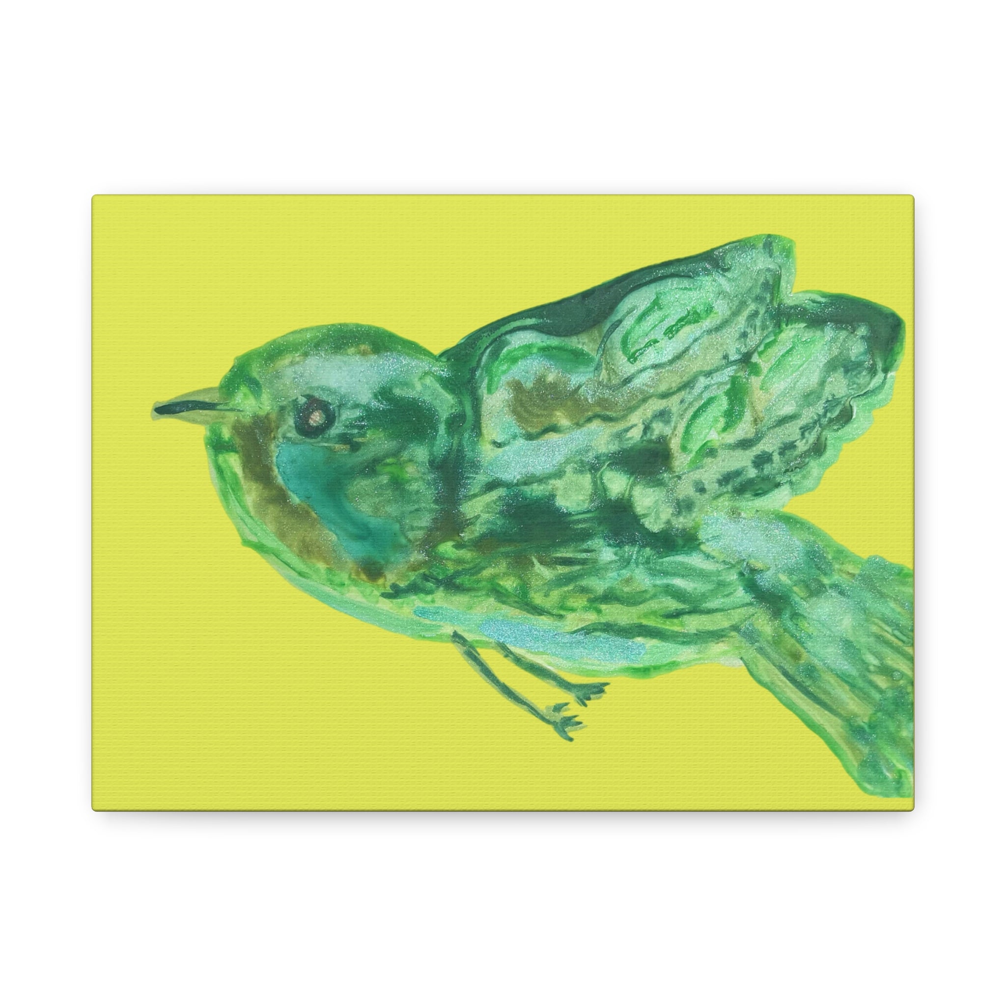 Green Bird Lime Matte Wall Art Canvas