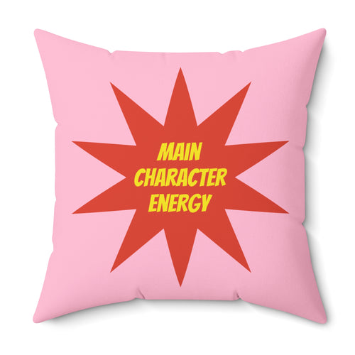 "Main Character" Novelty Dopamine Decor Square Throw Pillow- Pink & Red Starburst Super Vibes Gift
