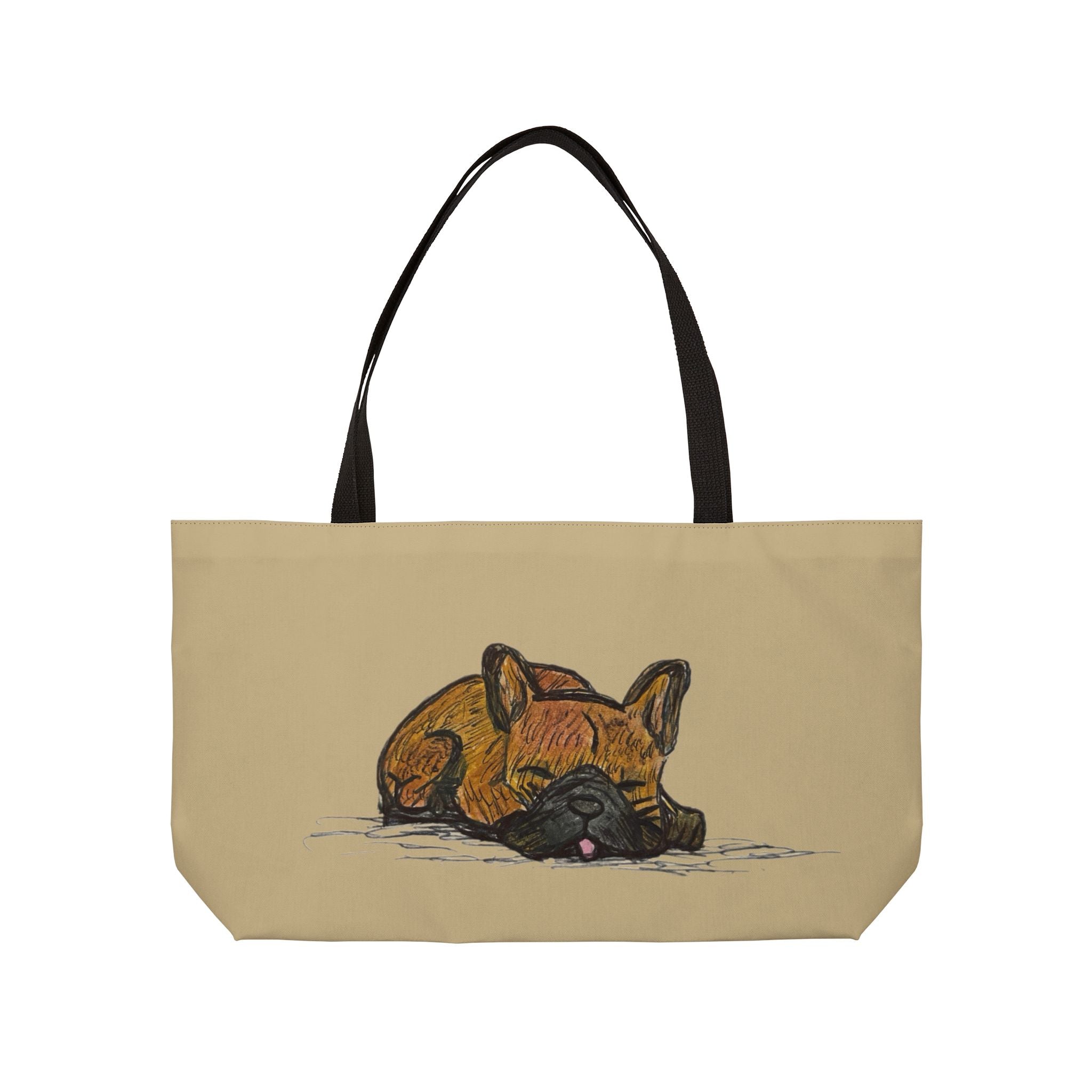 Sleeping Chocolate French Bulldog  Brown Fawn Dog Park Tote Bag – Vibrant Cute Pet Travel Bag