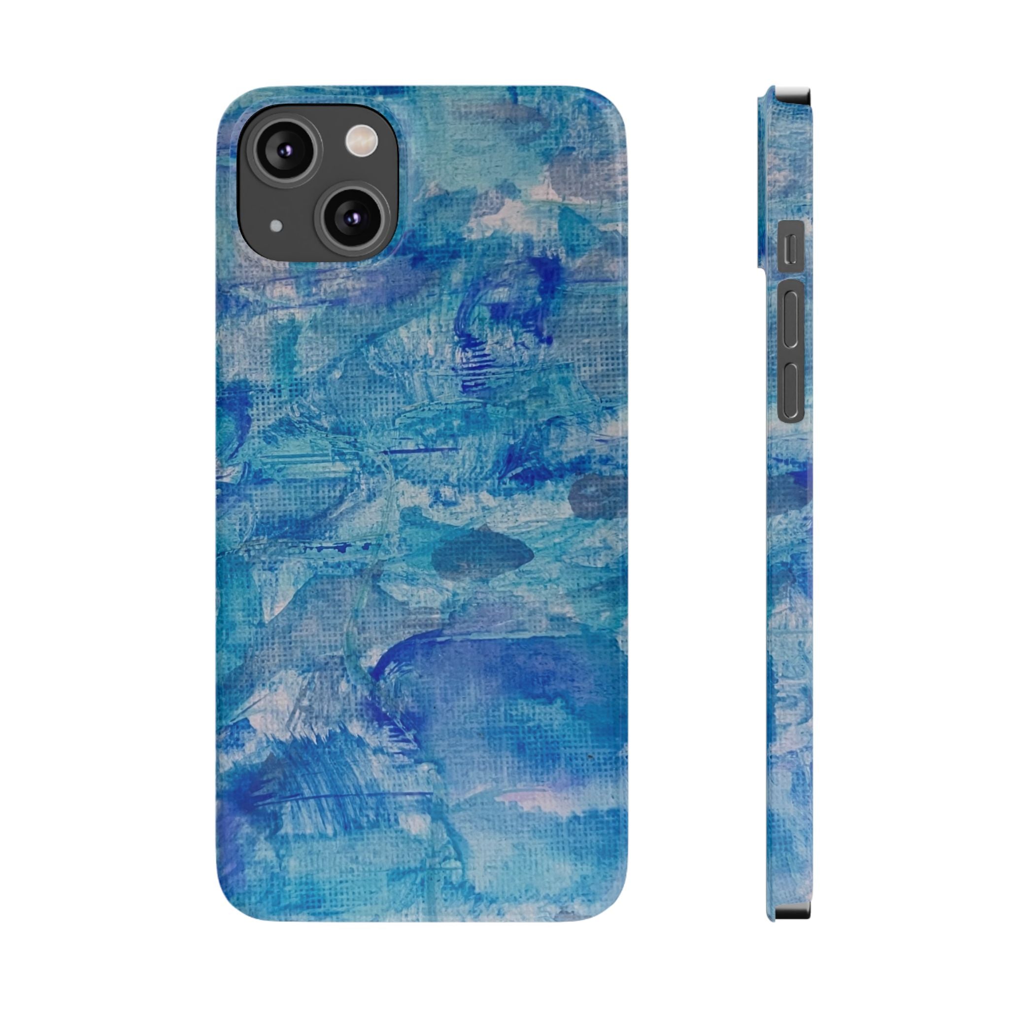Blue Watercolor Slim Phone Case — Abstract Ocean Art Protective Cover