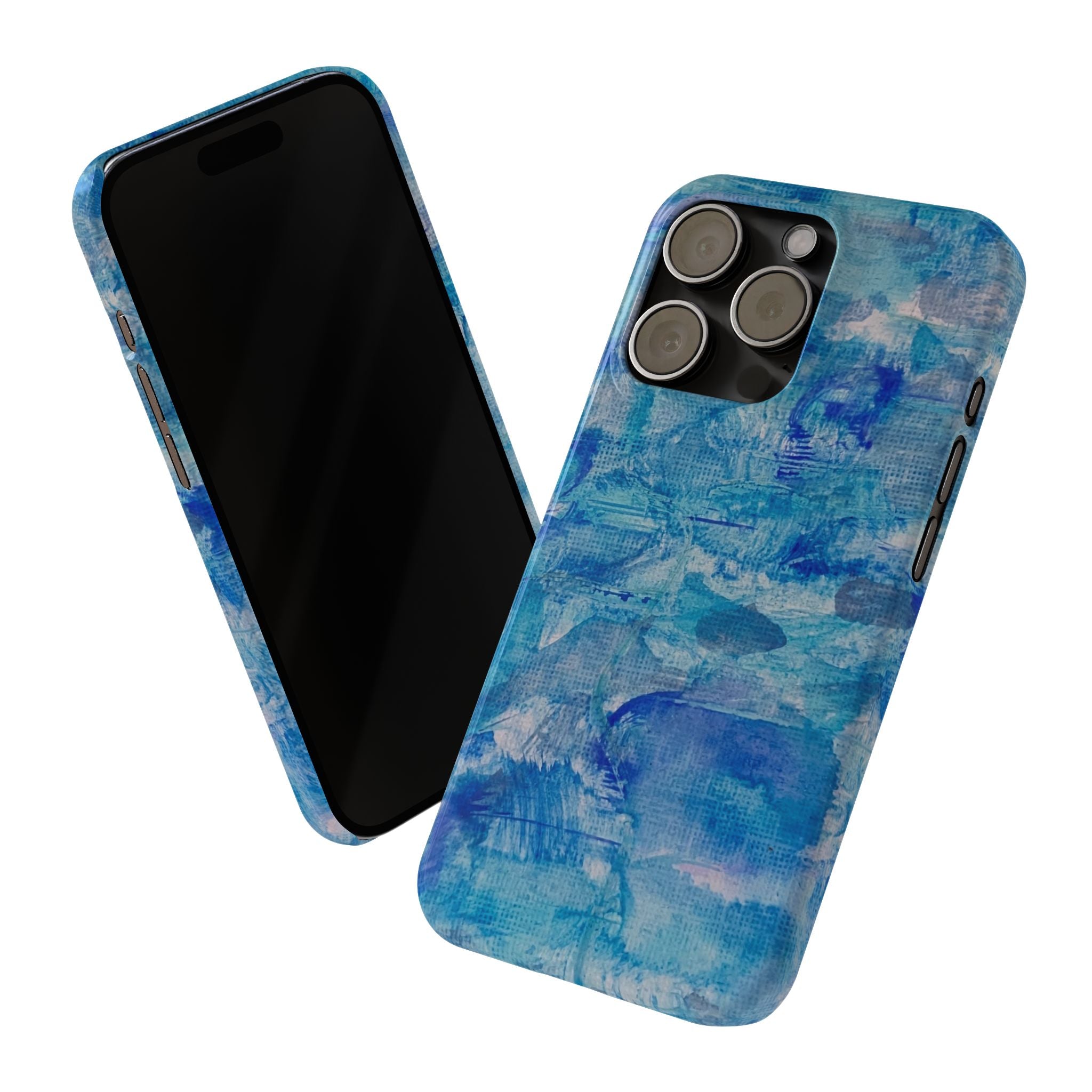 Blue Watercolor Slim Phone Case — Abstract Ocean Art Protective Cover