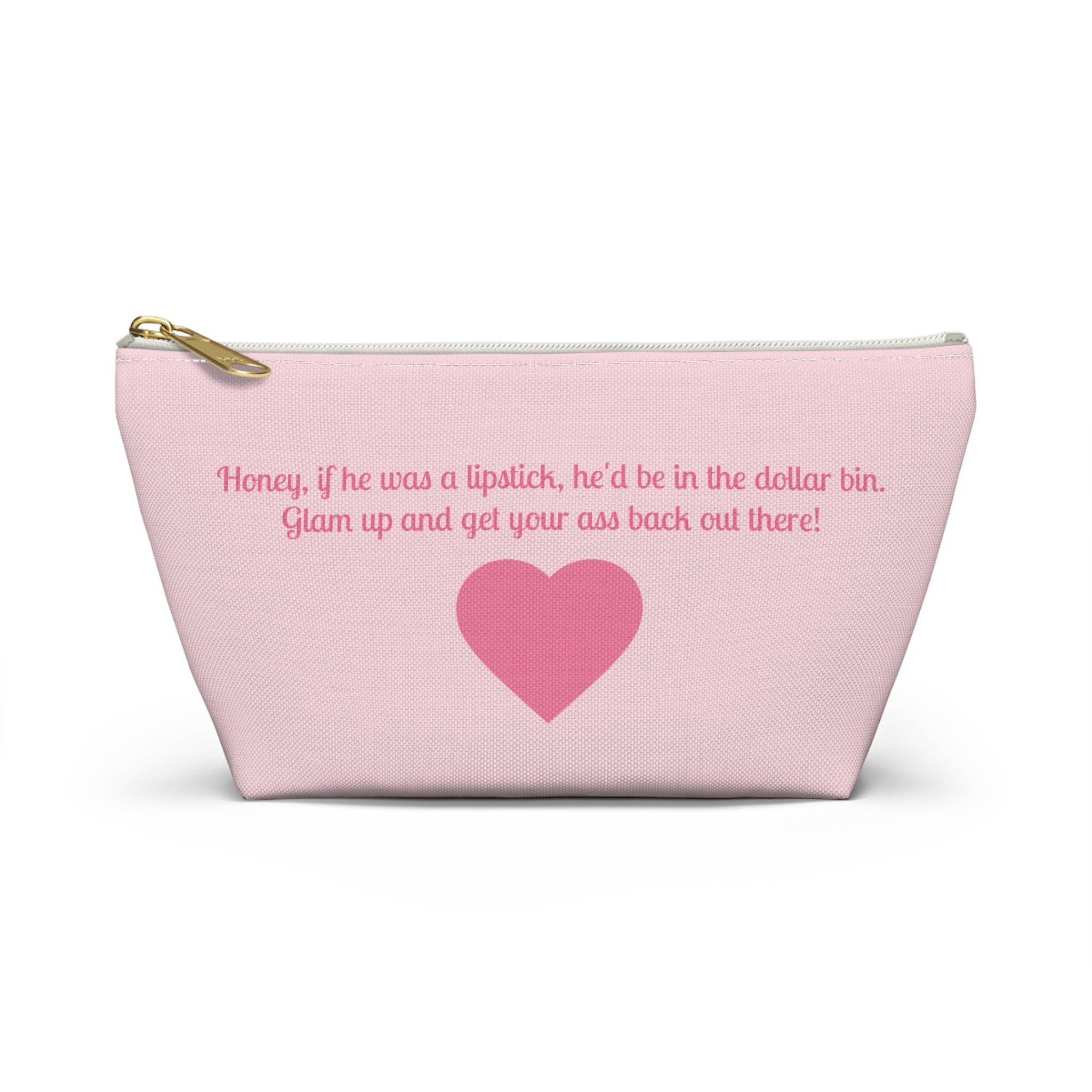 Cute Pink Zipper Day Travel Makeup Bag | Small & Large Accessories- Breakup- Cheer Up- Gift Motivational for Girlfriends- Pool Beach Travel