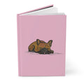 Chocolate French Bulldog Sleeping Journal - Chocolate Blue Gray Back - Light Pink Matte Hardcover 150 Page Lined Flat Notebook