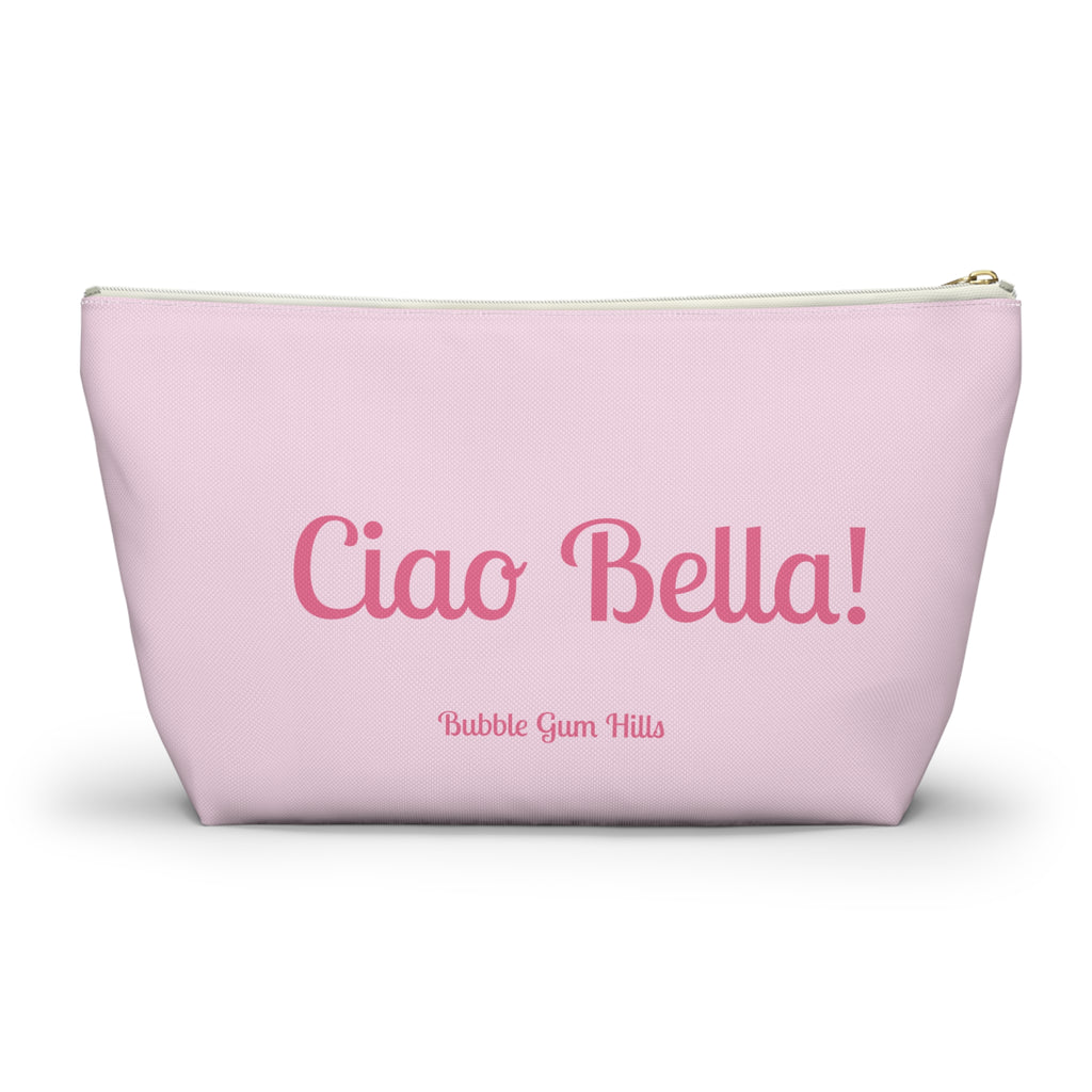 Dolce Vita "Ciao Bella!" Retro Pink Phone Accessory Makeup Pouch Zipper Bag Small & Large