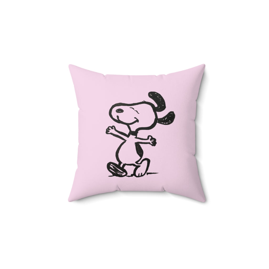 Happy Puppy & Begging Puppy Side  Pink Pup Illustration Decorative Pillow