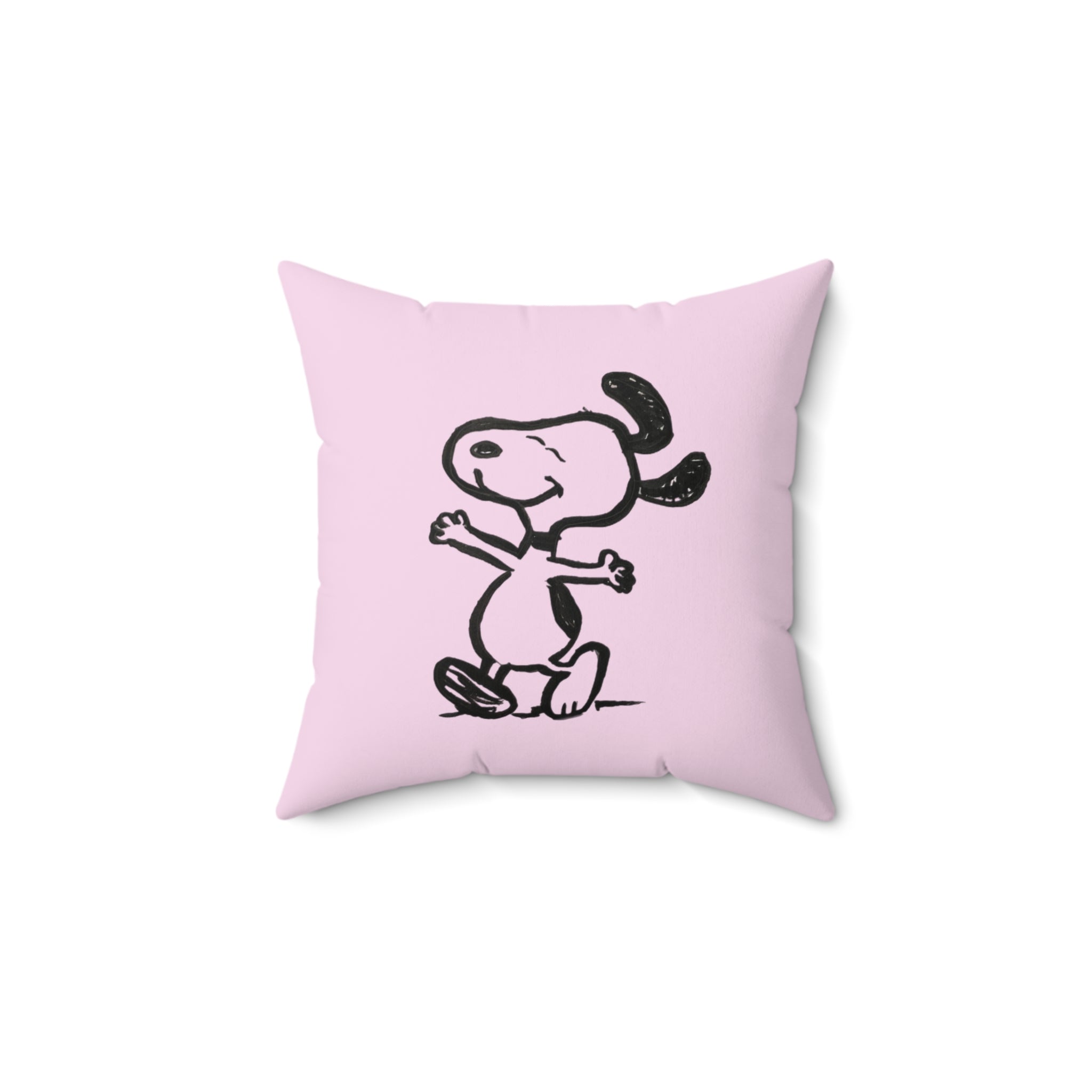 Happy Puppy & Begging Puppy Side  Pink Pup Illustration Decorative Pillow