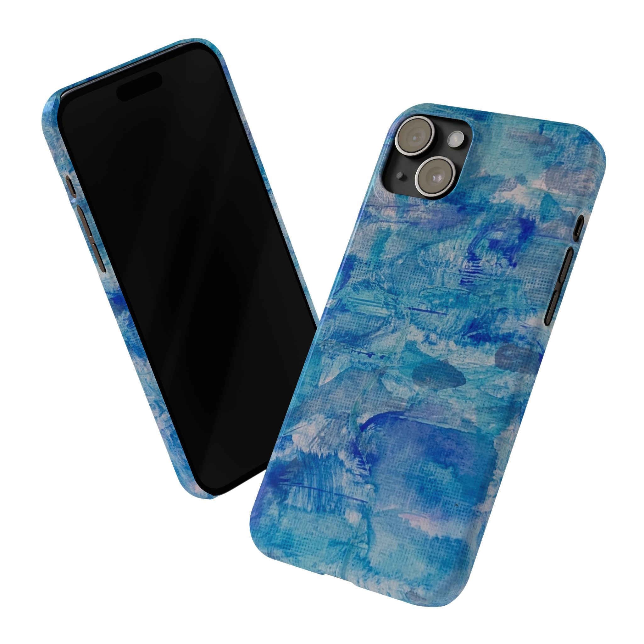 Blue Watercolor Slim Phone Case — Abstract Ocean Art Protective Cover