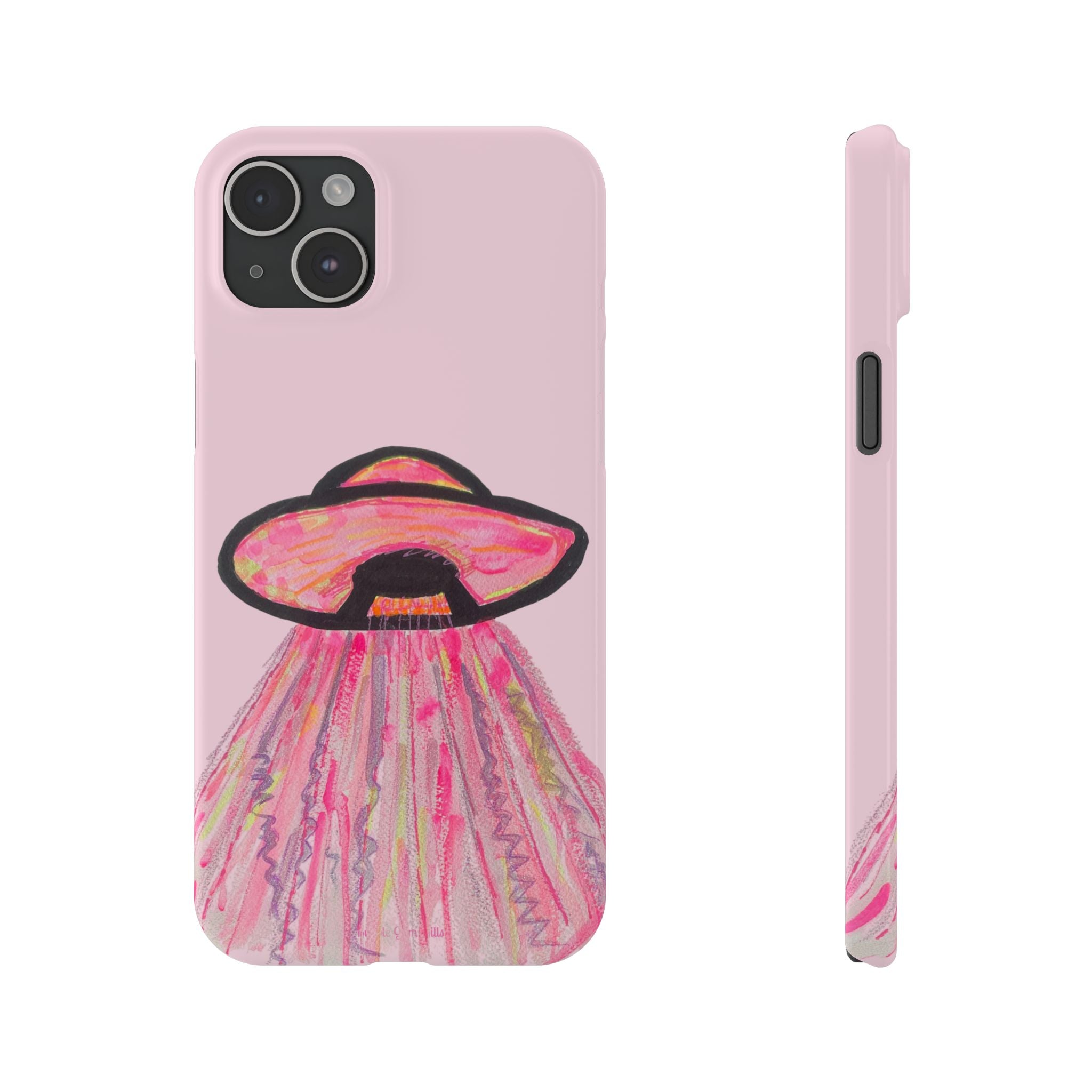 Pink UFO Phone Case — Cute Pastel Alien Abduction Slim Case