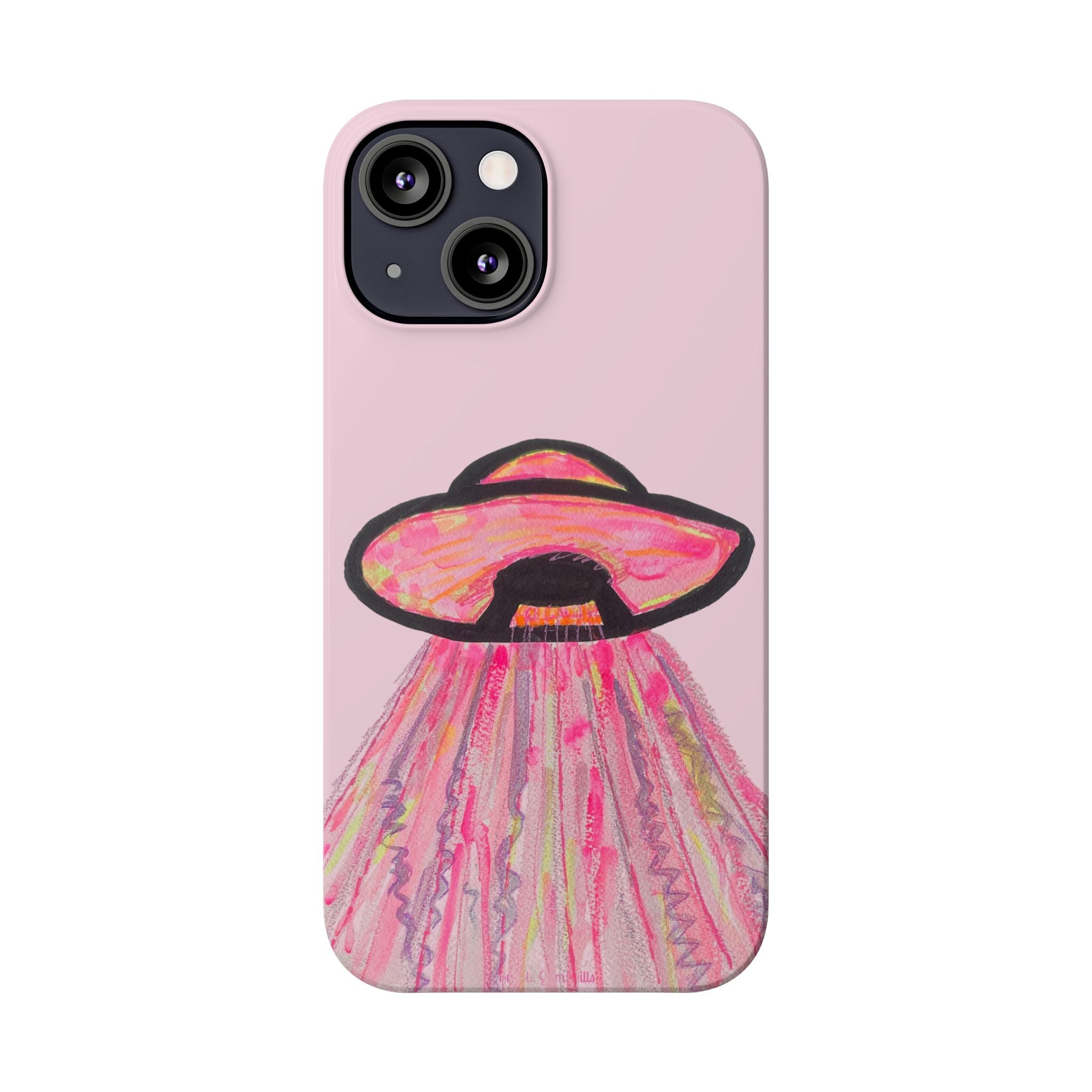 Pink UFO Phone Case — Cute Pastel Alien Abduction Slim Case