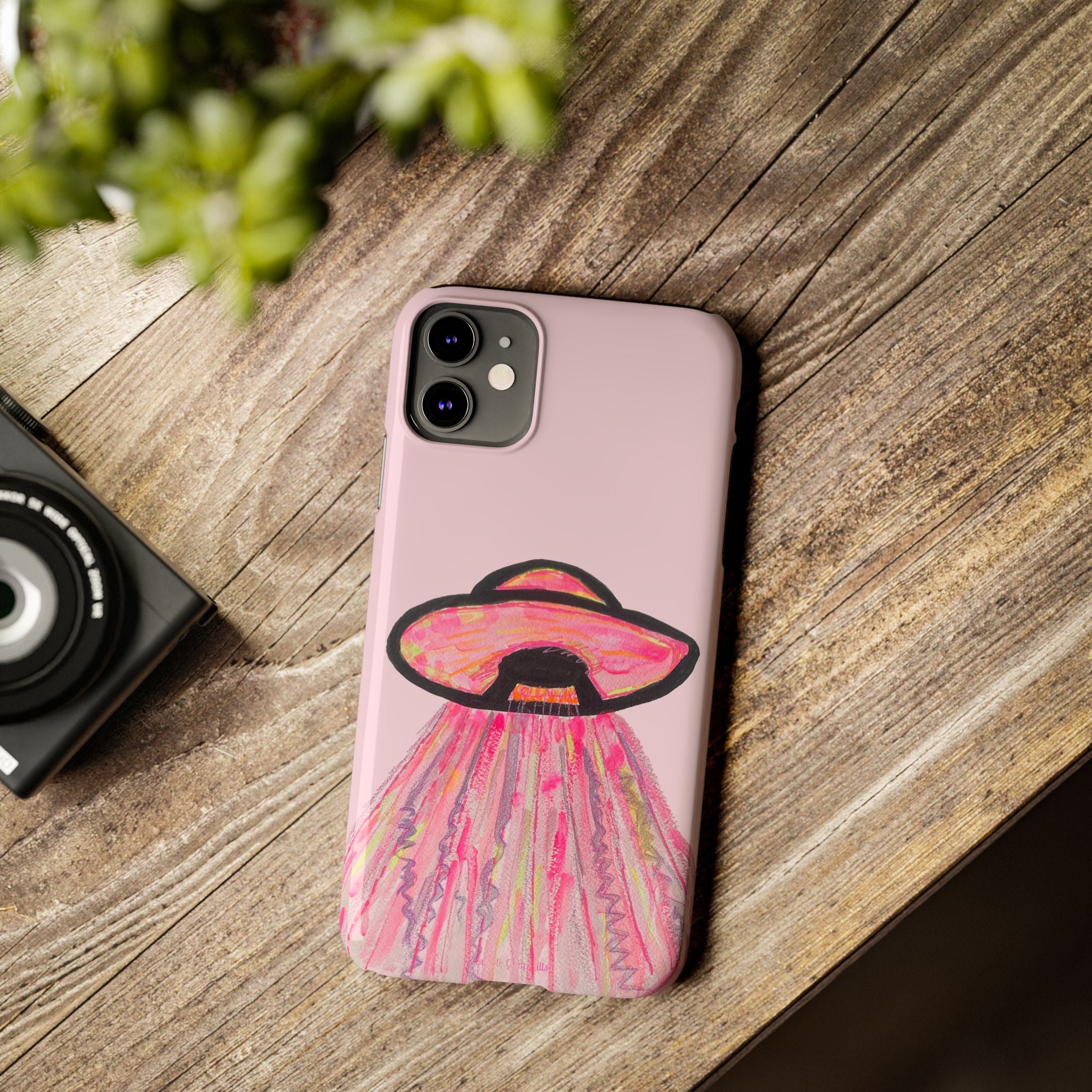 Pink UFO Phone Case — Cute Pastel Alien Abduction Slim Case