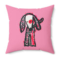 "Poppy the Puppy" Pink & Black Puppy Dog Decorative Square Throw Pillow Design