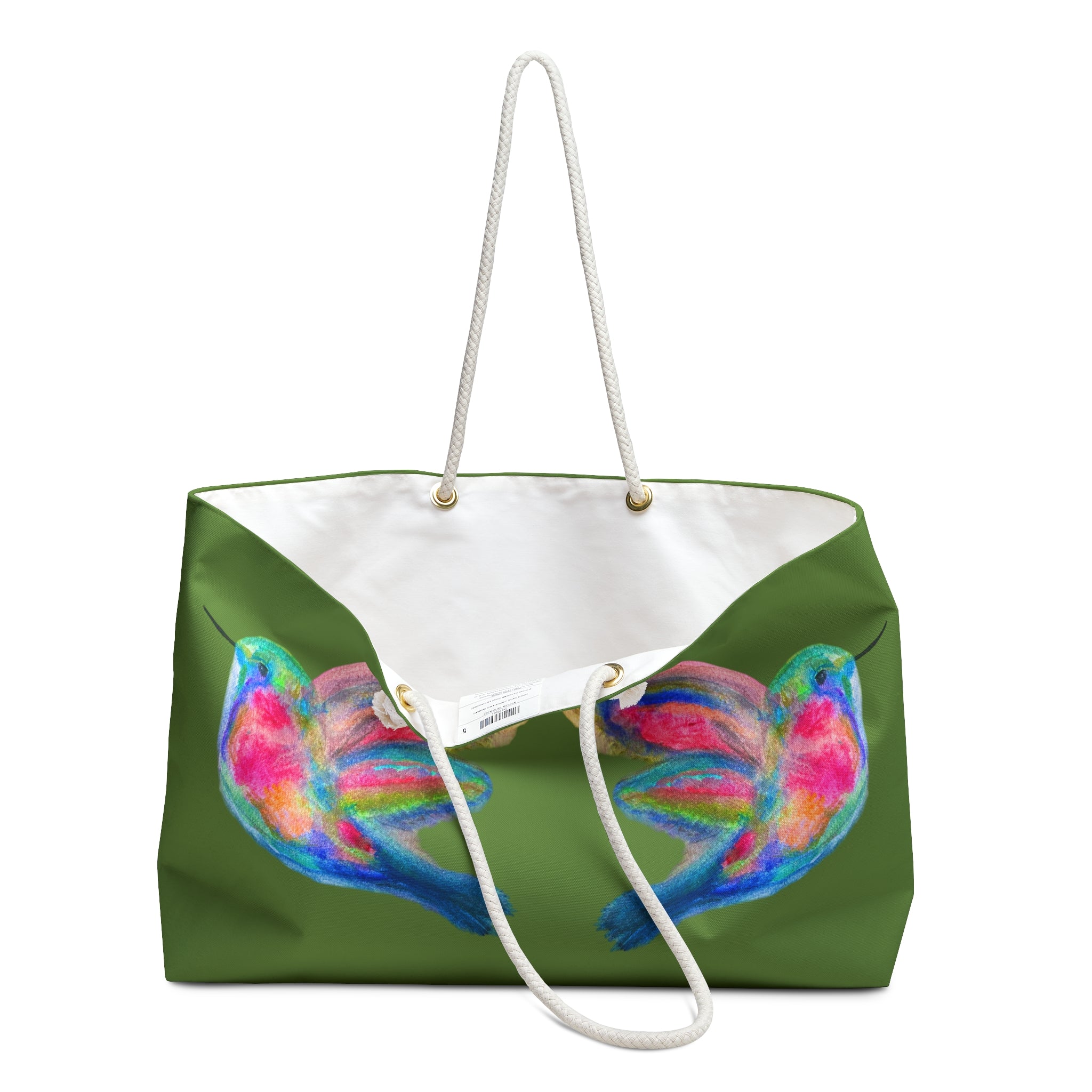 Colorful Hummingbirds Green Weekender Tote Bag