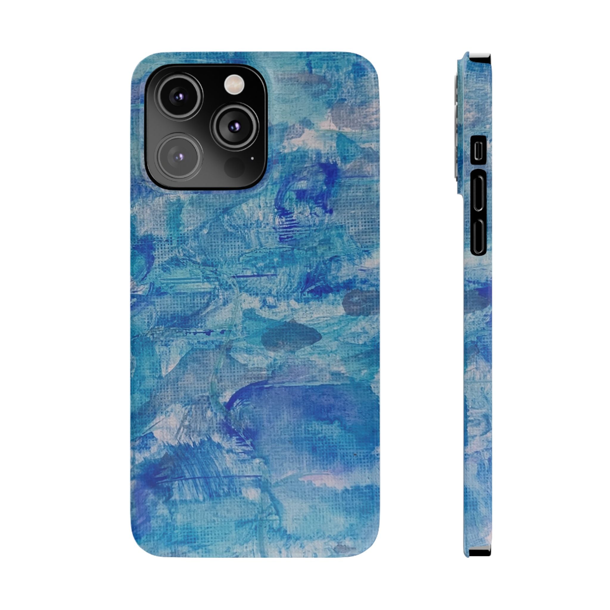 Blue Watercolor Slim Phone Case — Abstract Ocean Art Protective Cover