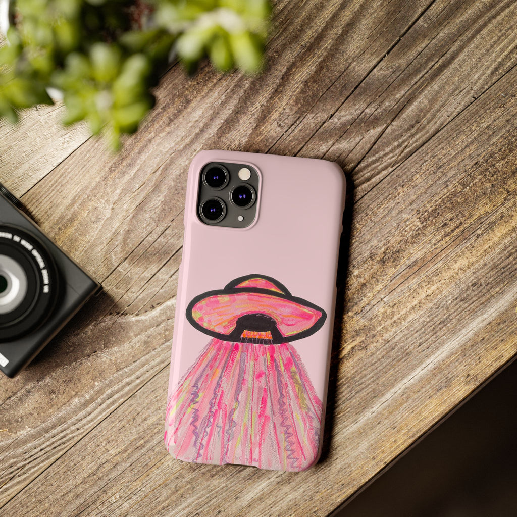 Pink UFO Phone Case — Cute Pastel Alien Abduction Slim Case