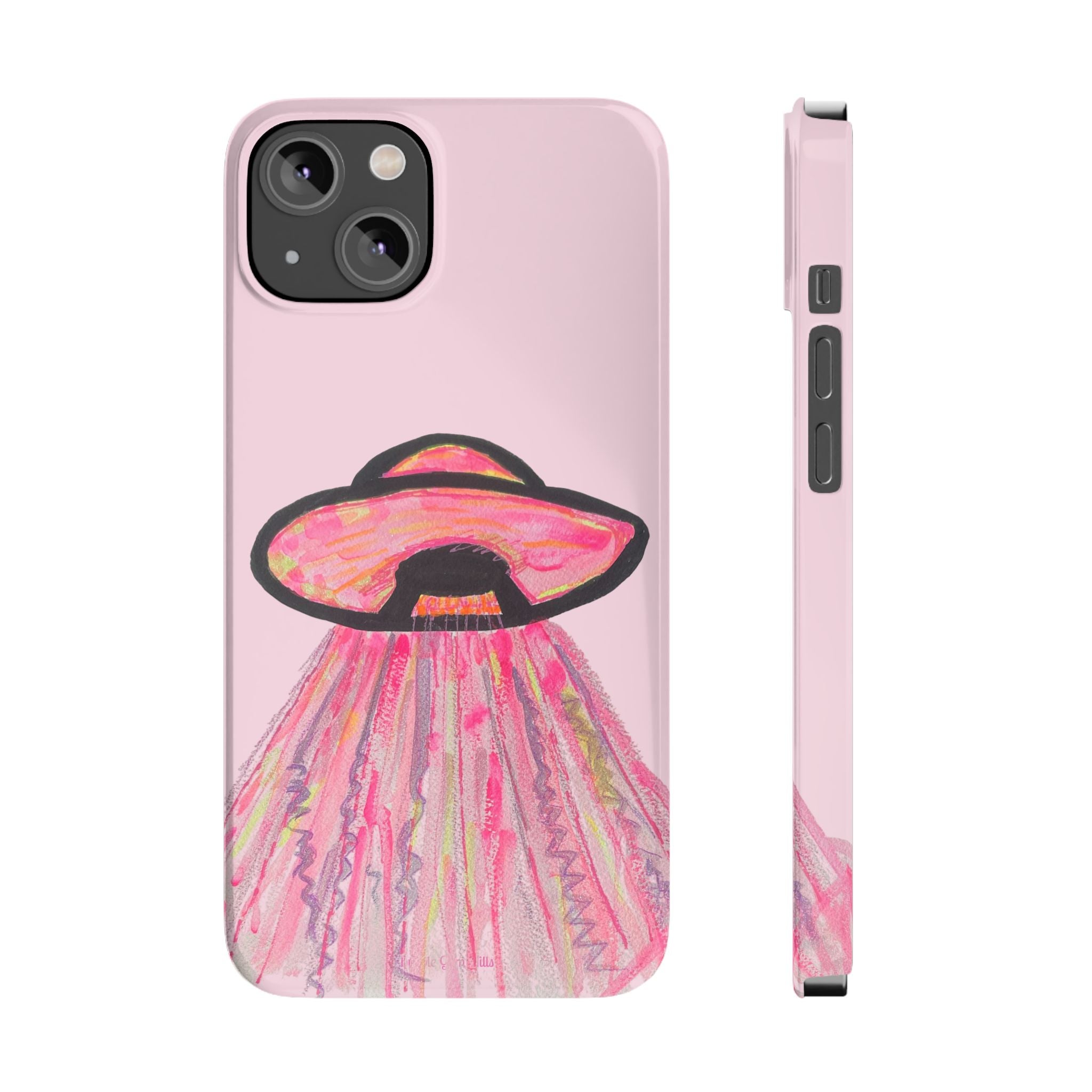 Pink UFO Phone Case — Cute Pastel Alien Abduction Slim Case