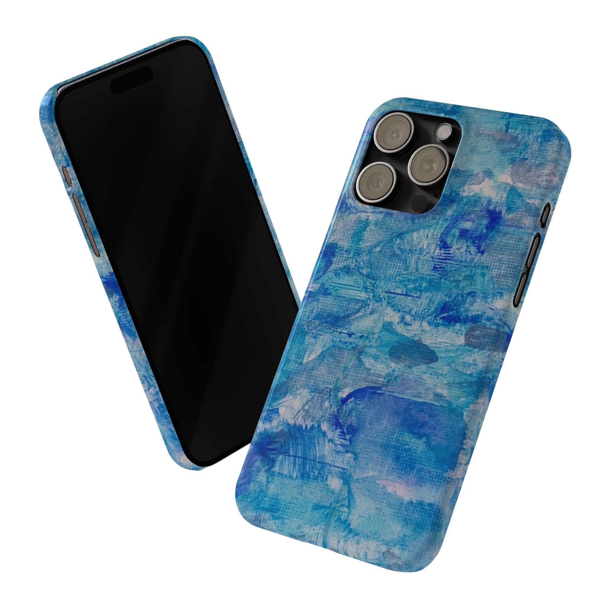 Blue Watercolor Slim Phone Case — Abstract Ocean Art Protective Cover