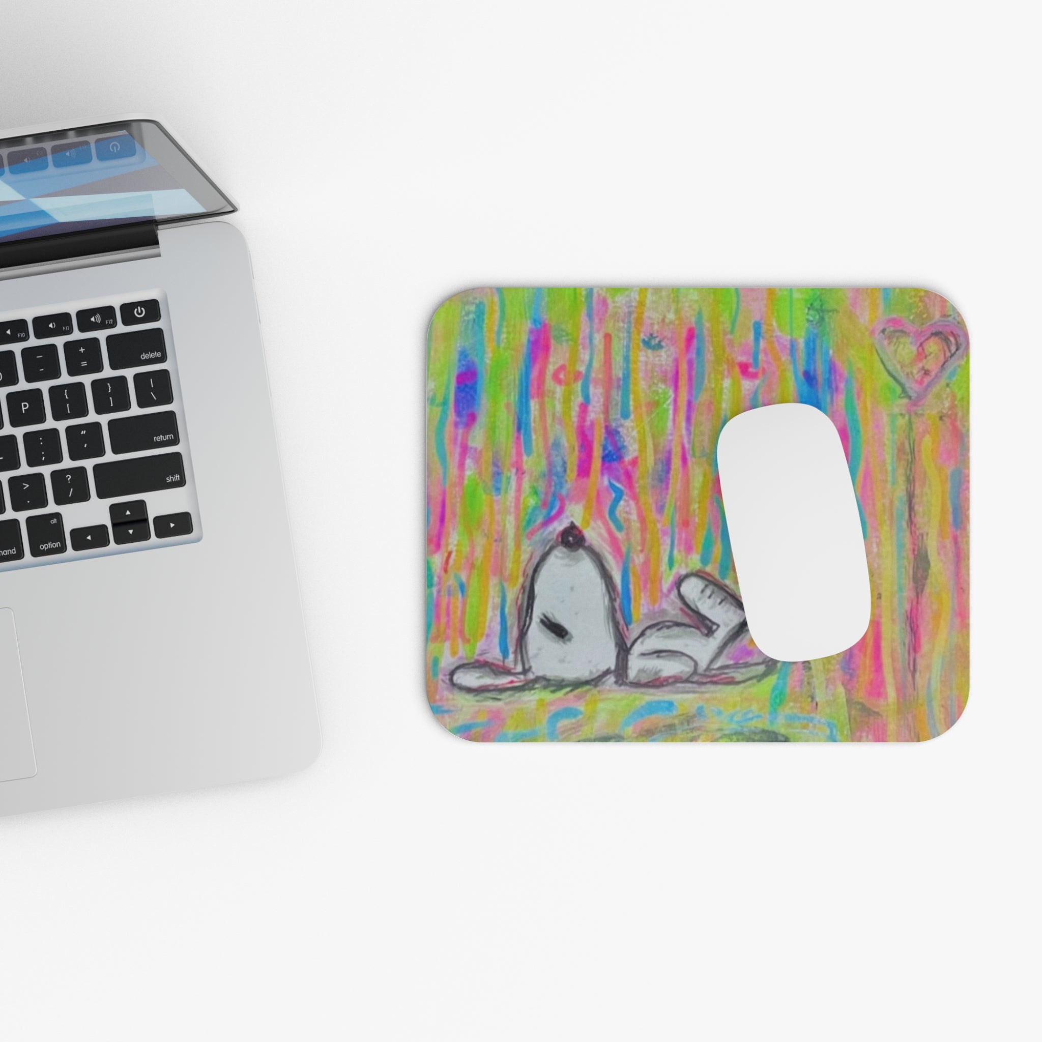 Puppy Love — Cute Rainbow Abstract Desk Mat