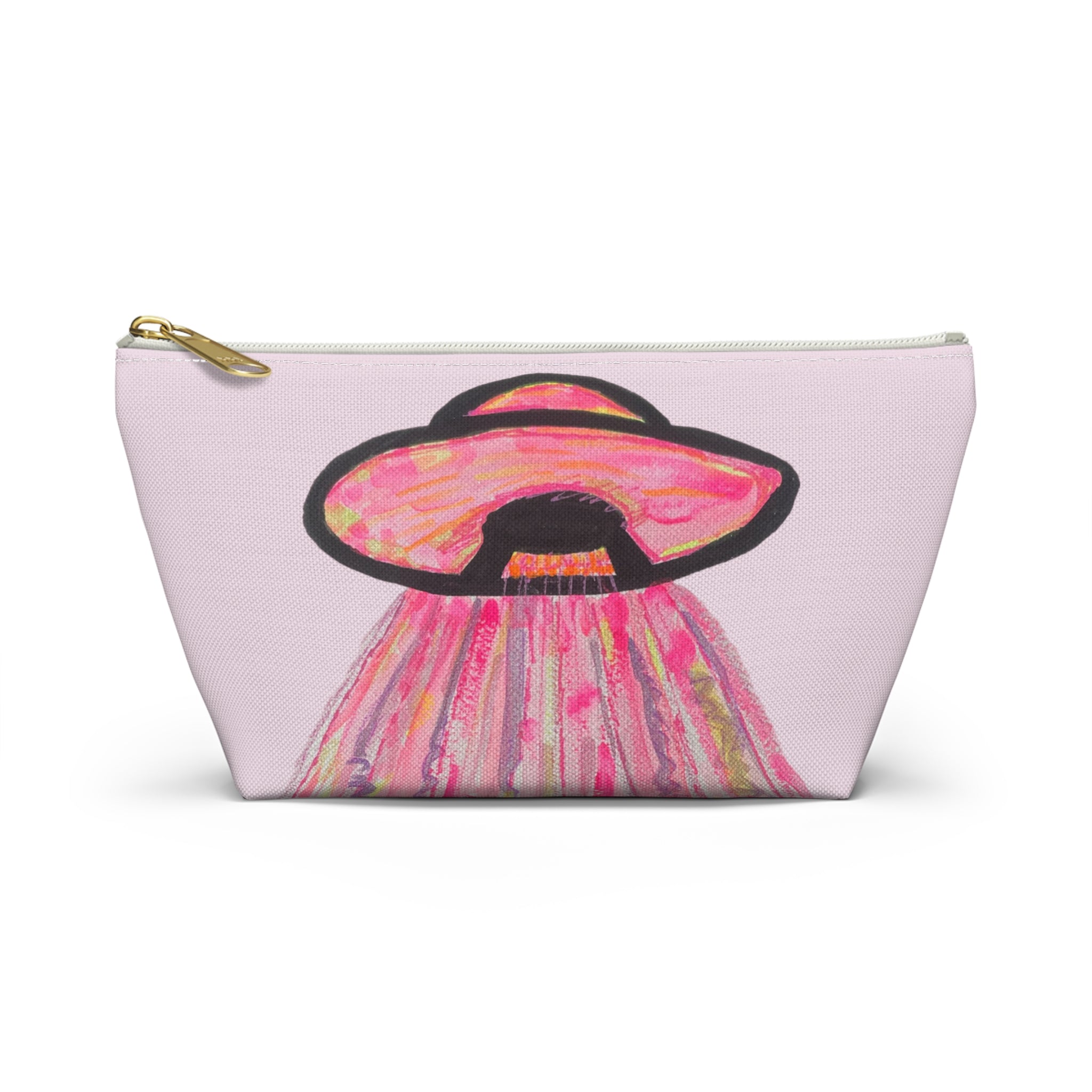 Fun Pink Spaceship UFO Aliens "We Come in Pink" Makeup Pouch Accessories Day or Travel Bag Small & Large