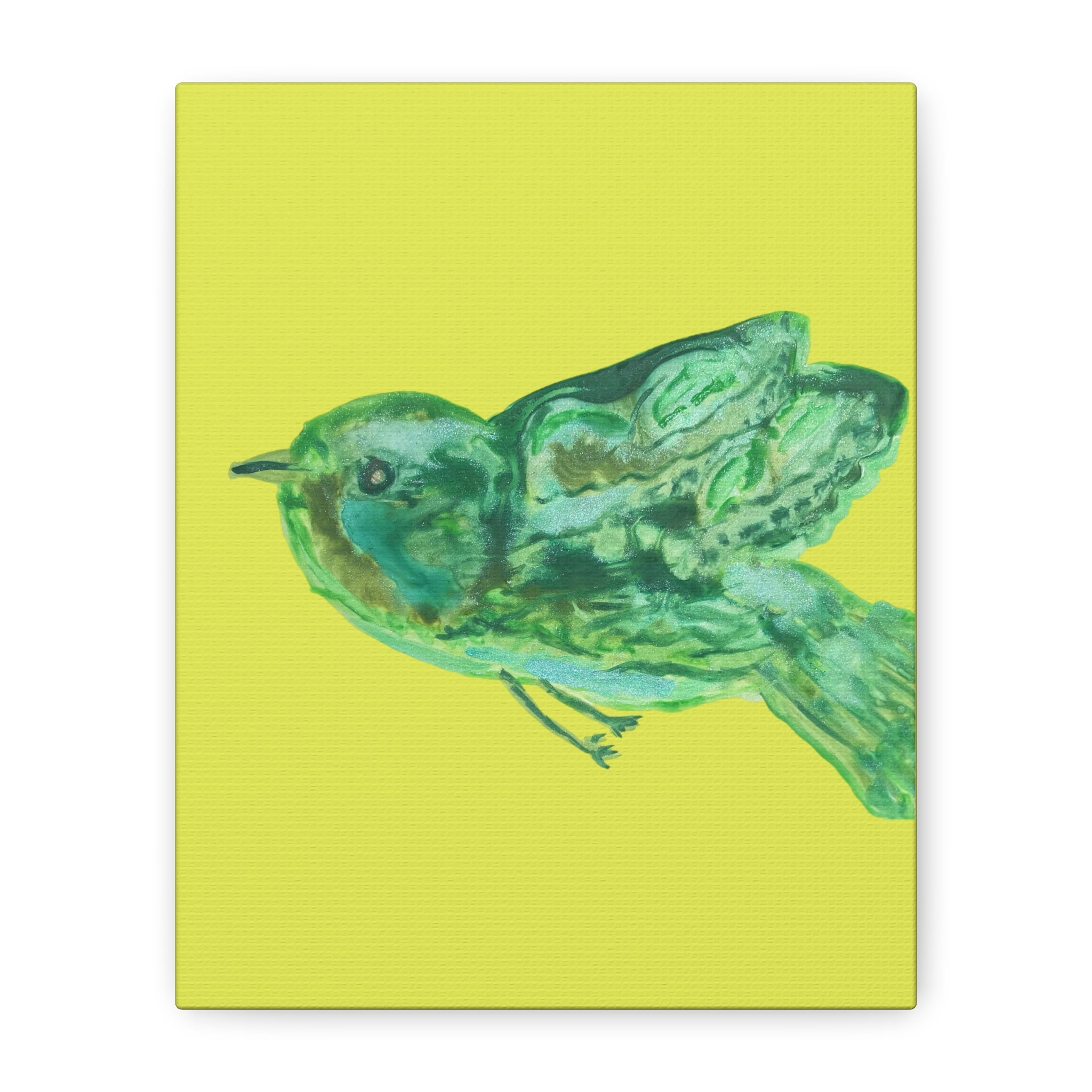Green Bird Lime Matte Wall Art Canvas