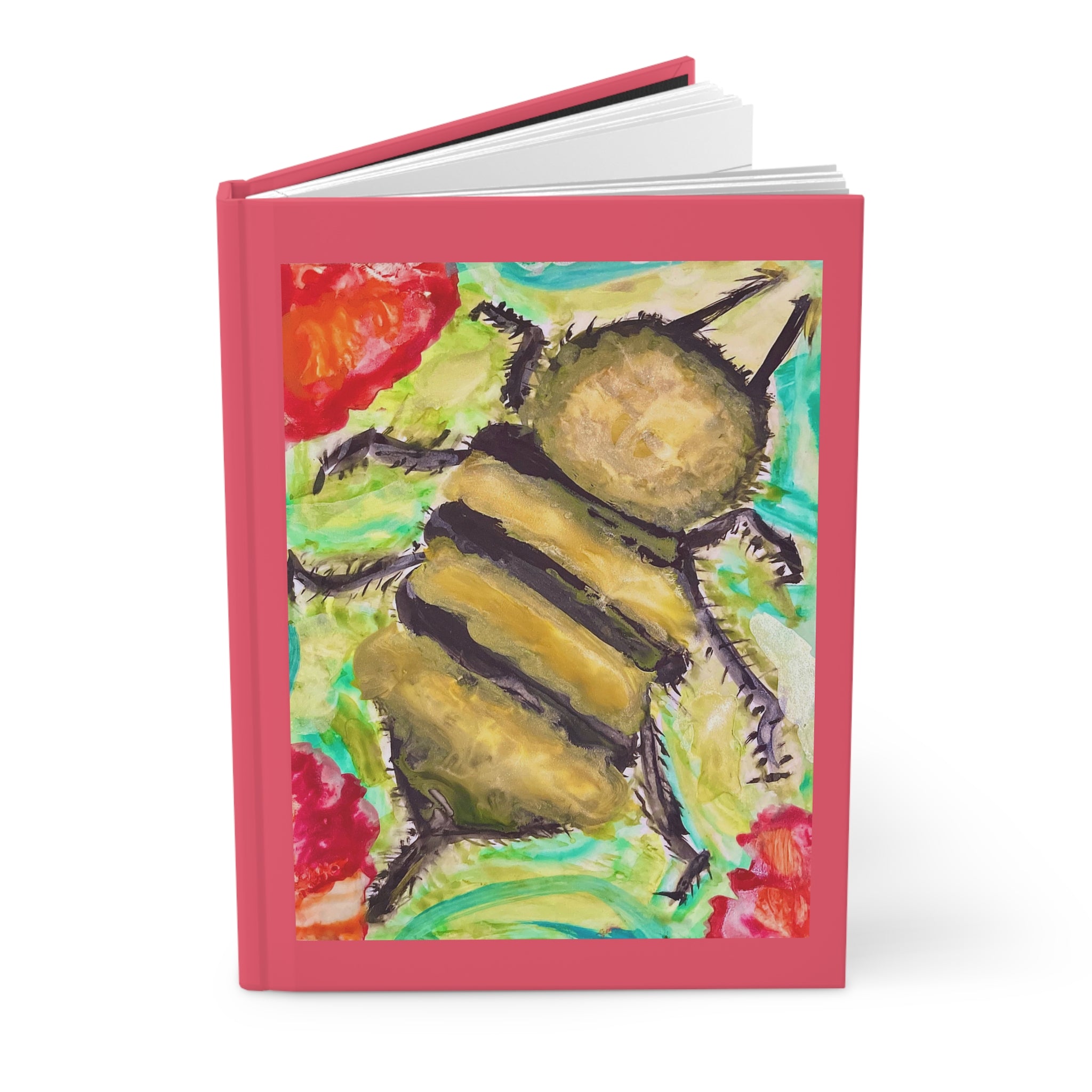 Bee Flower Art Hardcover Matte Journal — "Mind Your Beeswax" Inspirational Flexible Lined Notebook