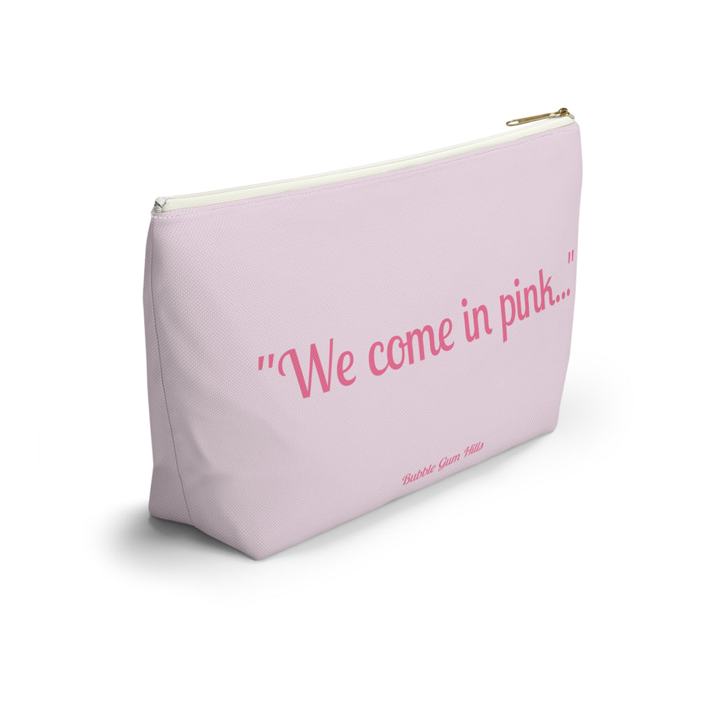 Fun Pink Spaceship UFO Aliens "We Come in Pink" Makeup Pouch Accessories Day or Travel Bag Small & Large