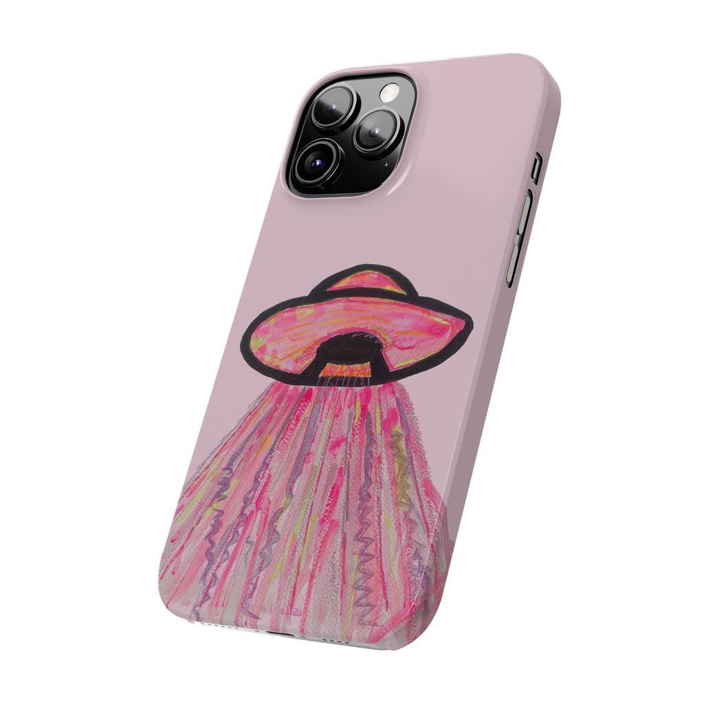 Pink UFO Phone Case — Cute Pastel Alien Abduction Slim Case