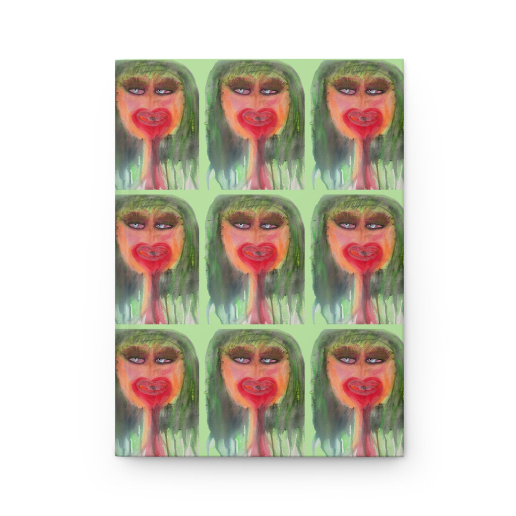 Deep Thoughts Pop Art Hardcover Journal — Green Gal Pop Portrait Art Notebook Journal Diary 150 Page Lined Pages
