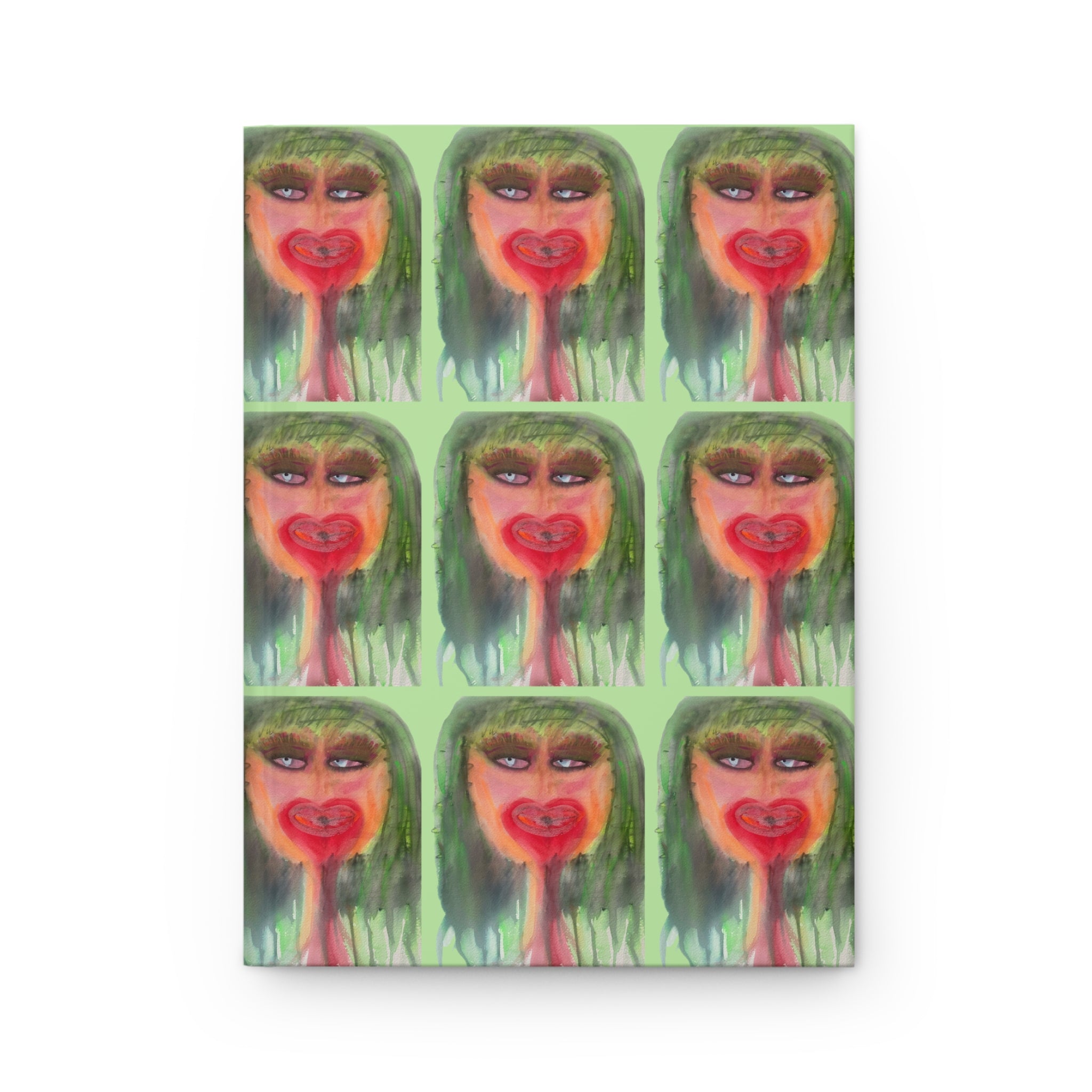 Deep Thoughts Pop Art Hardcover Journal — Green Gal Pop Portrait Art Notebook Journal Diary 150 Page Lined Pages