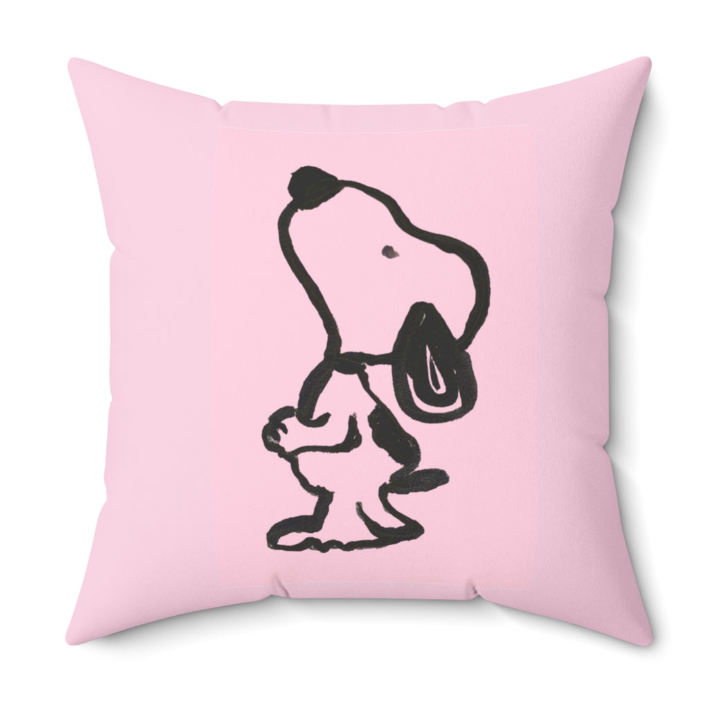 Happy Beagle Puppy Pink Illustration Decorative Pillow