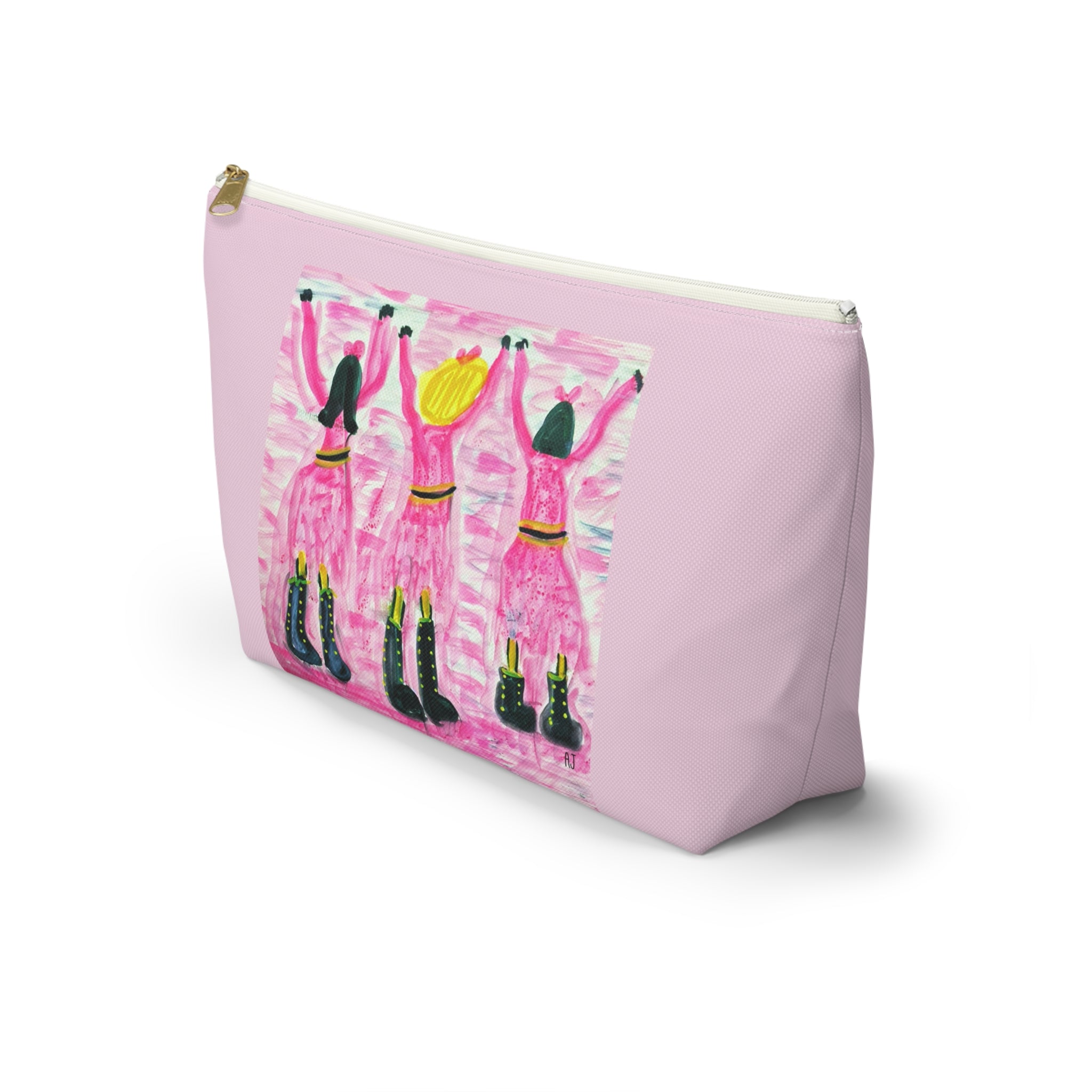 Pink Girl Dance Makeup Beauty Tech Accessories Pouch Zipper Bag Day or Travel Small & Large