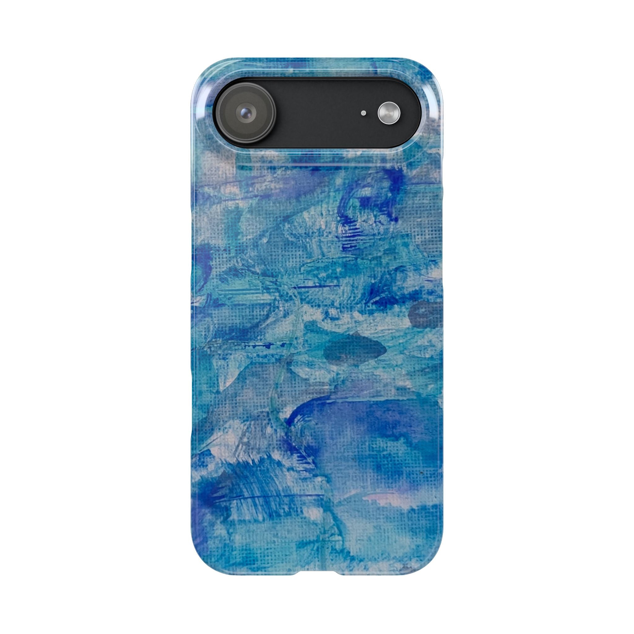 Blue Watercolor Slim Phone Case — Abstract Ocean Art Protective Cover