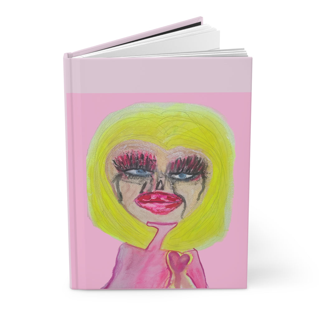 Blondie Pop Art Hardcover Journal — Pink Pop Portrait Art Notebook Journal Diary 150 Page Lined Pages
